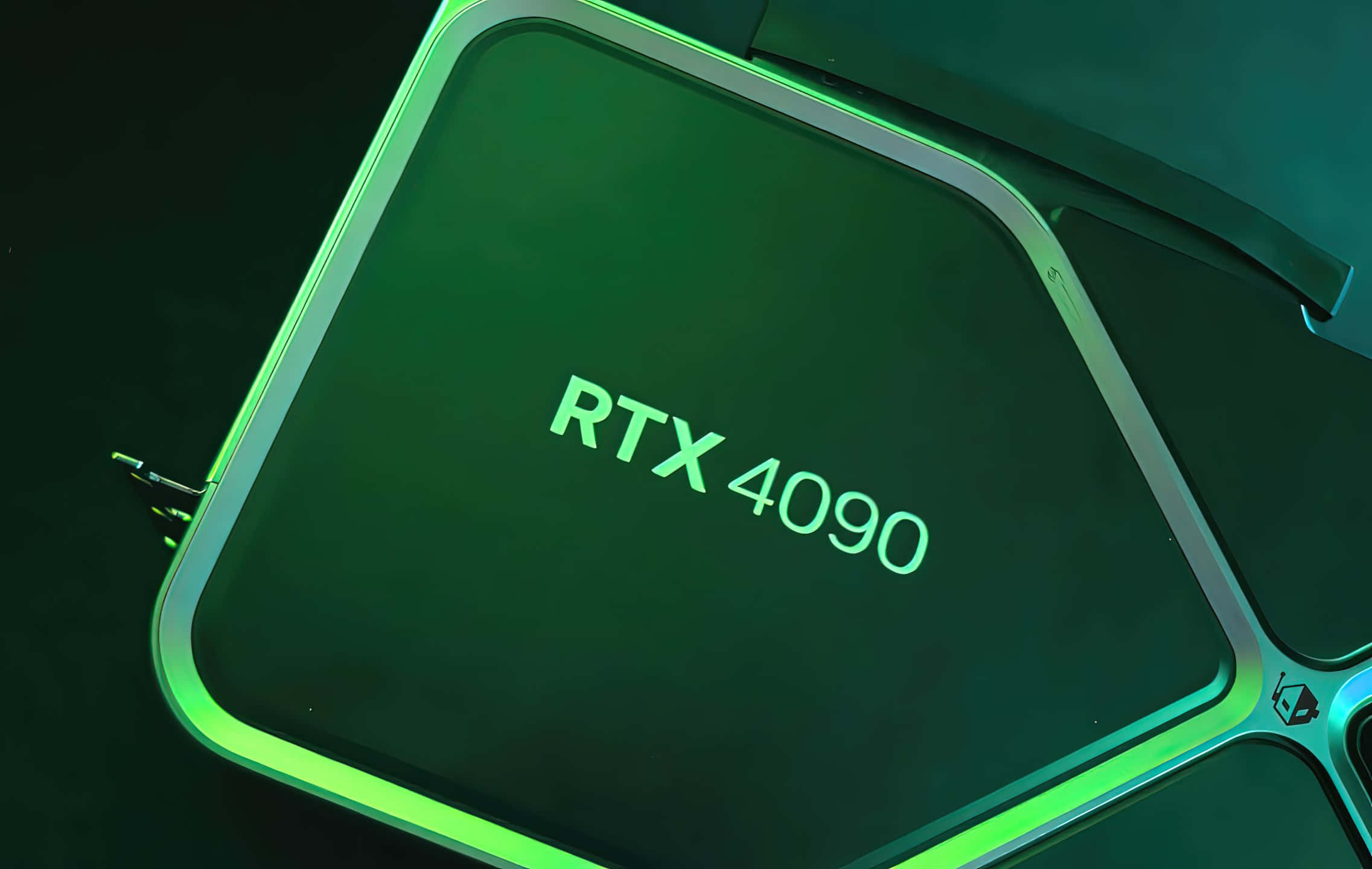 RTX 4090, vibrant green lighting, dark background, Full HD Desktop Wallpaper