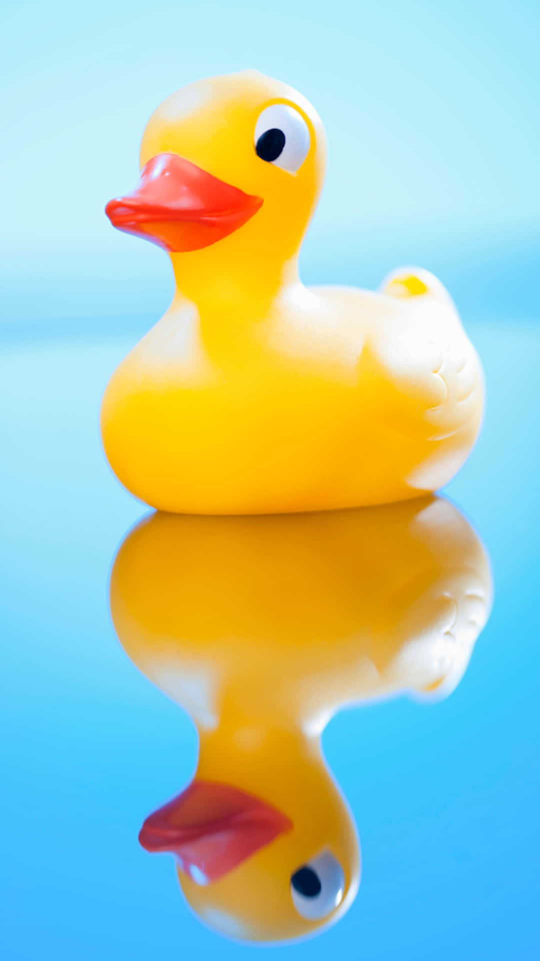 yellow rubber duck, red beak, black eye, Full HD Phone Wallpaper