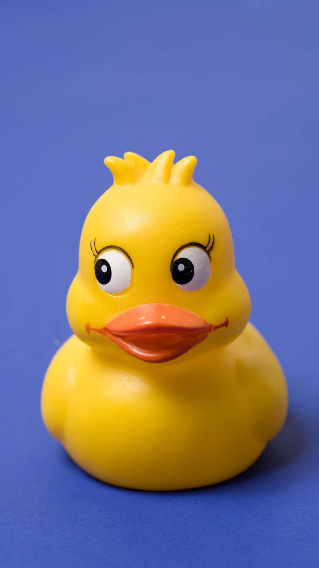 Yellow Rubber Duck, blue background, big eyes, Full HD Phone Wallpaper