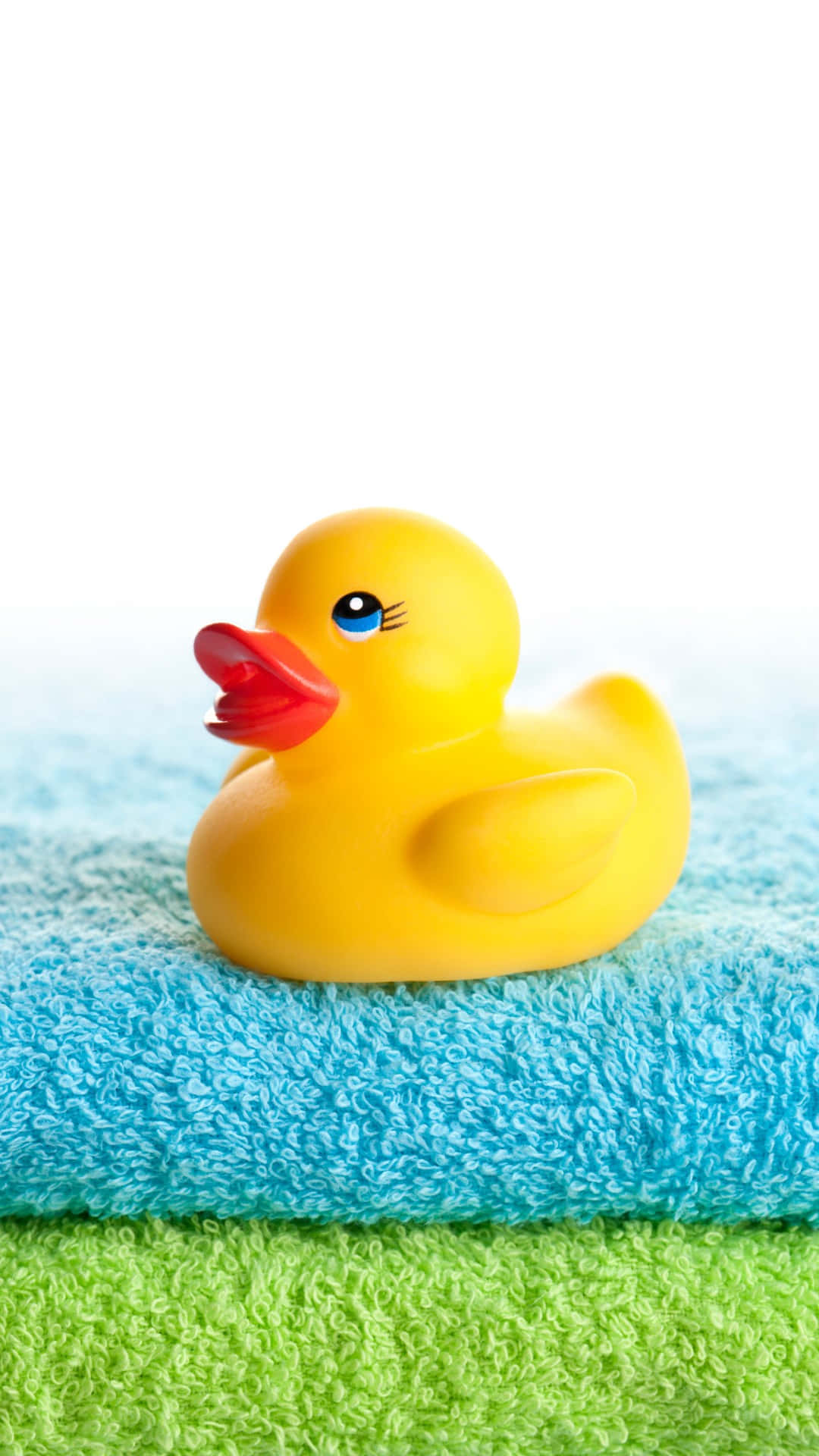 yellow rubber duck, blue eyes, red beak, Full HD Phone Wallpaper