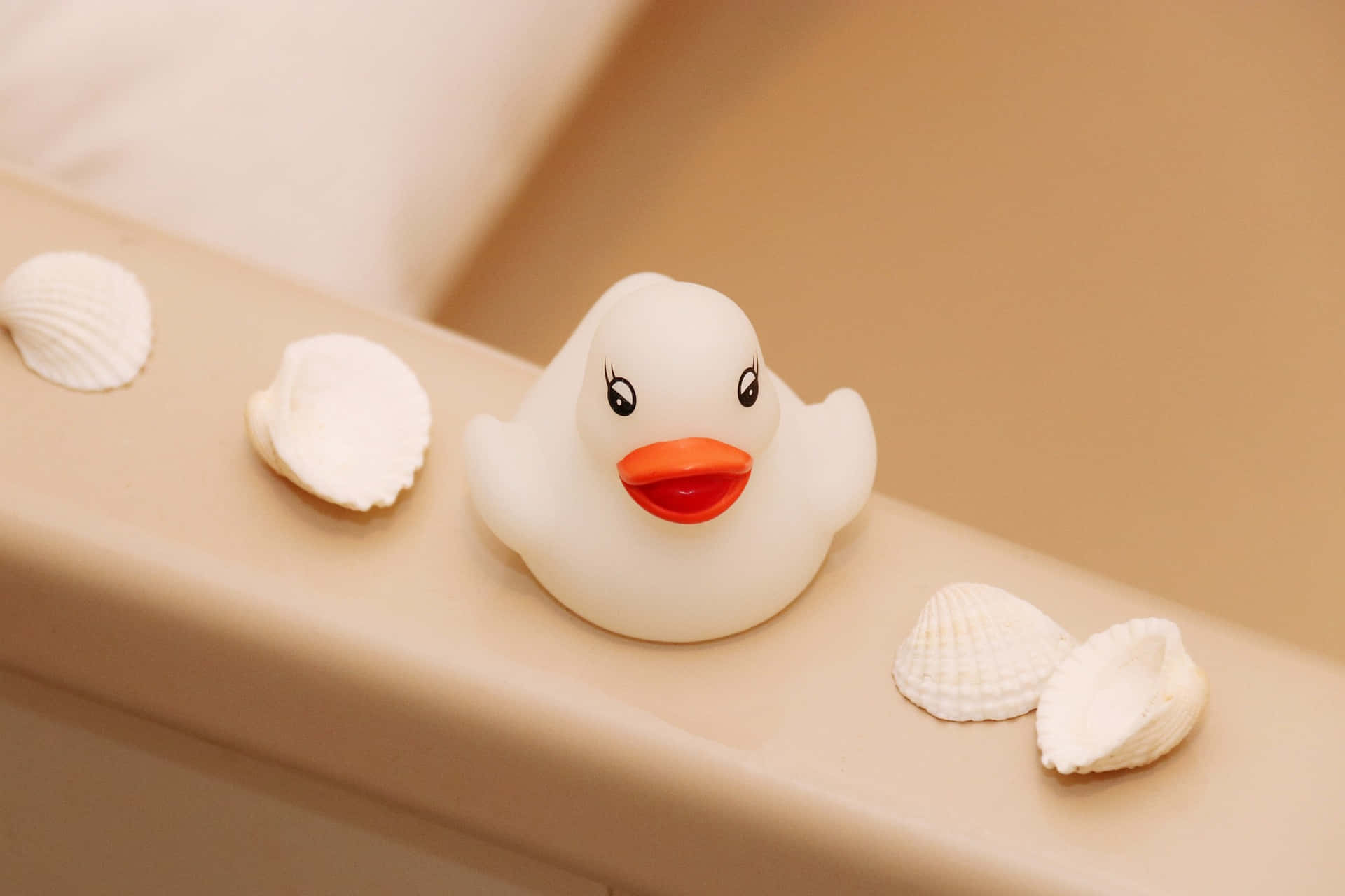 rubber duck, eyelashes, orange beak, Full HD Desktop Wallpaper