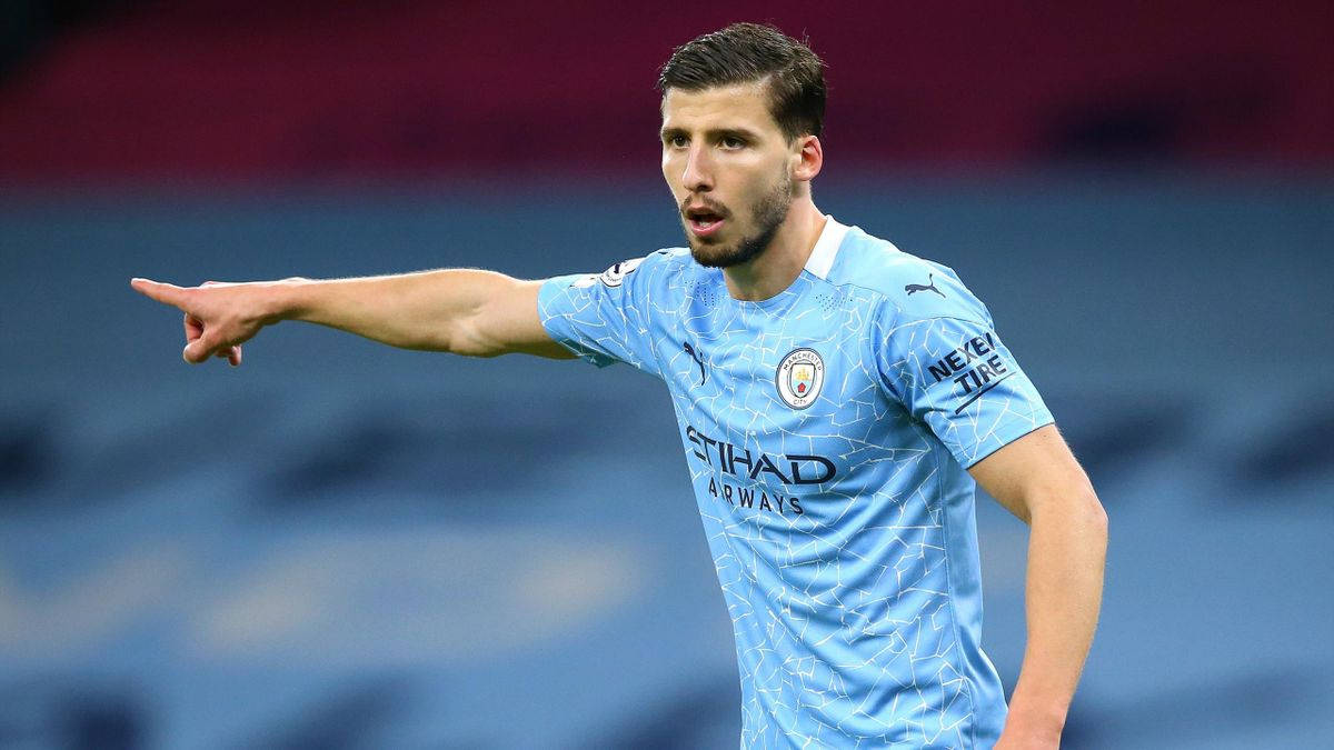 Ruben Dias, light blue Manchester City jersey, stadium lights, SD Desktop Wallpaper