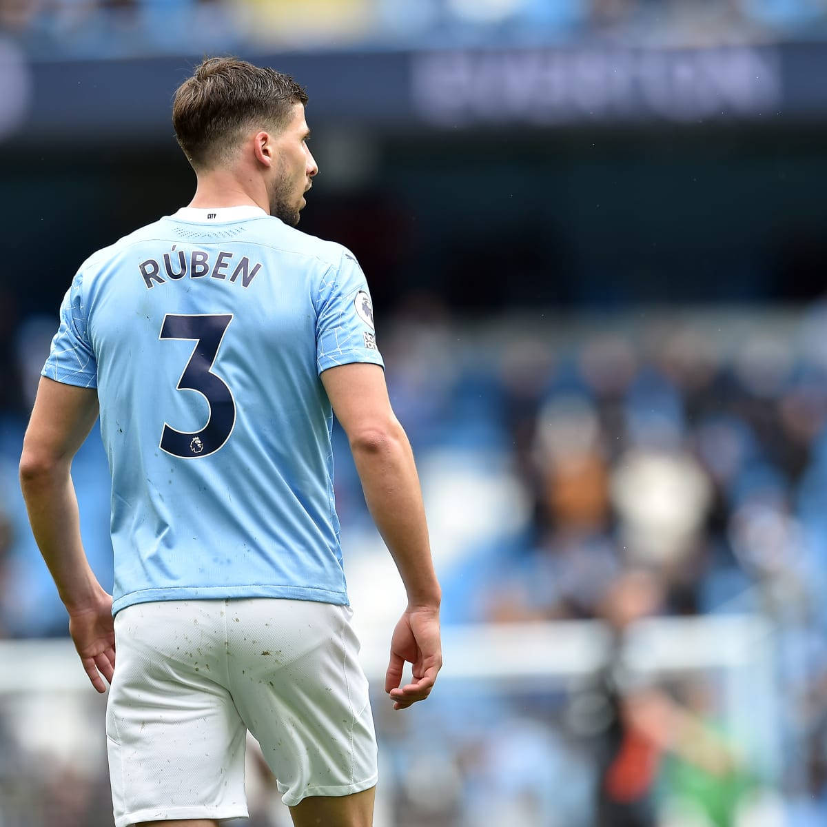 Ruben Dias, jersey number 3, light blue jersey, SD Desktop Wallpaper