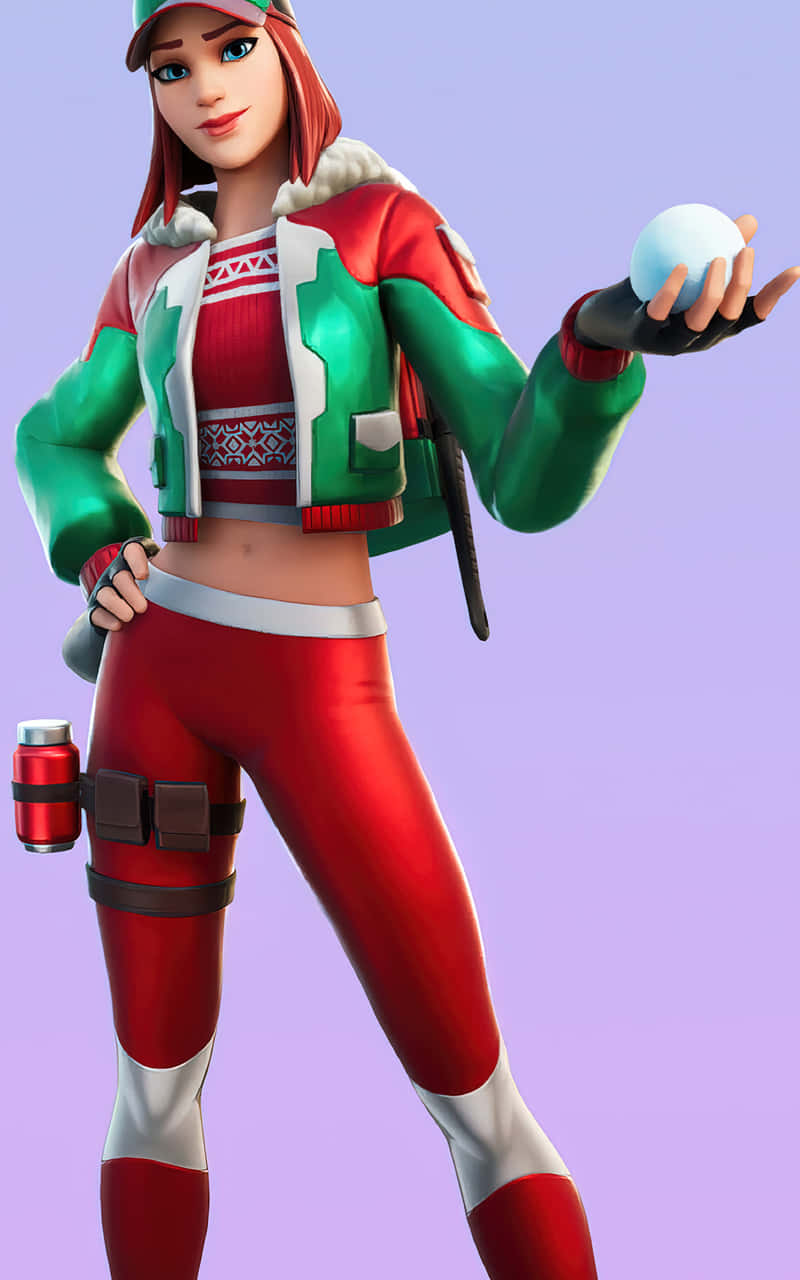 Ruby Fortnite Skin, Fortnite, red green winter gear, HD Phone Wallpaper
