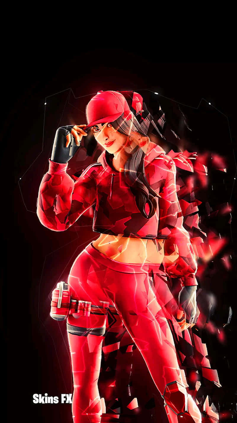 Ruby Fortnite Skin, red digital armor, glowing geometric shards, HD Phone Wallpaper