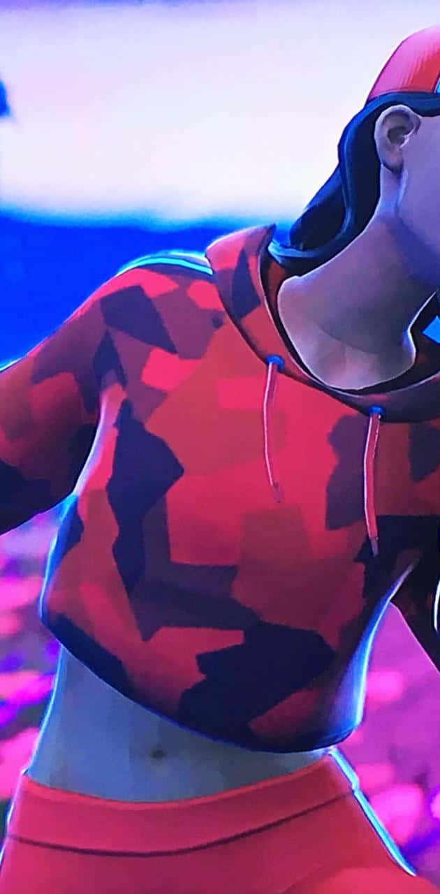Ruby Fortnite Skin, anime character, red geometric hoodie, HD Phone Wallpaper