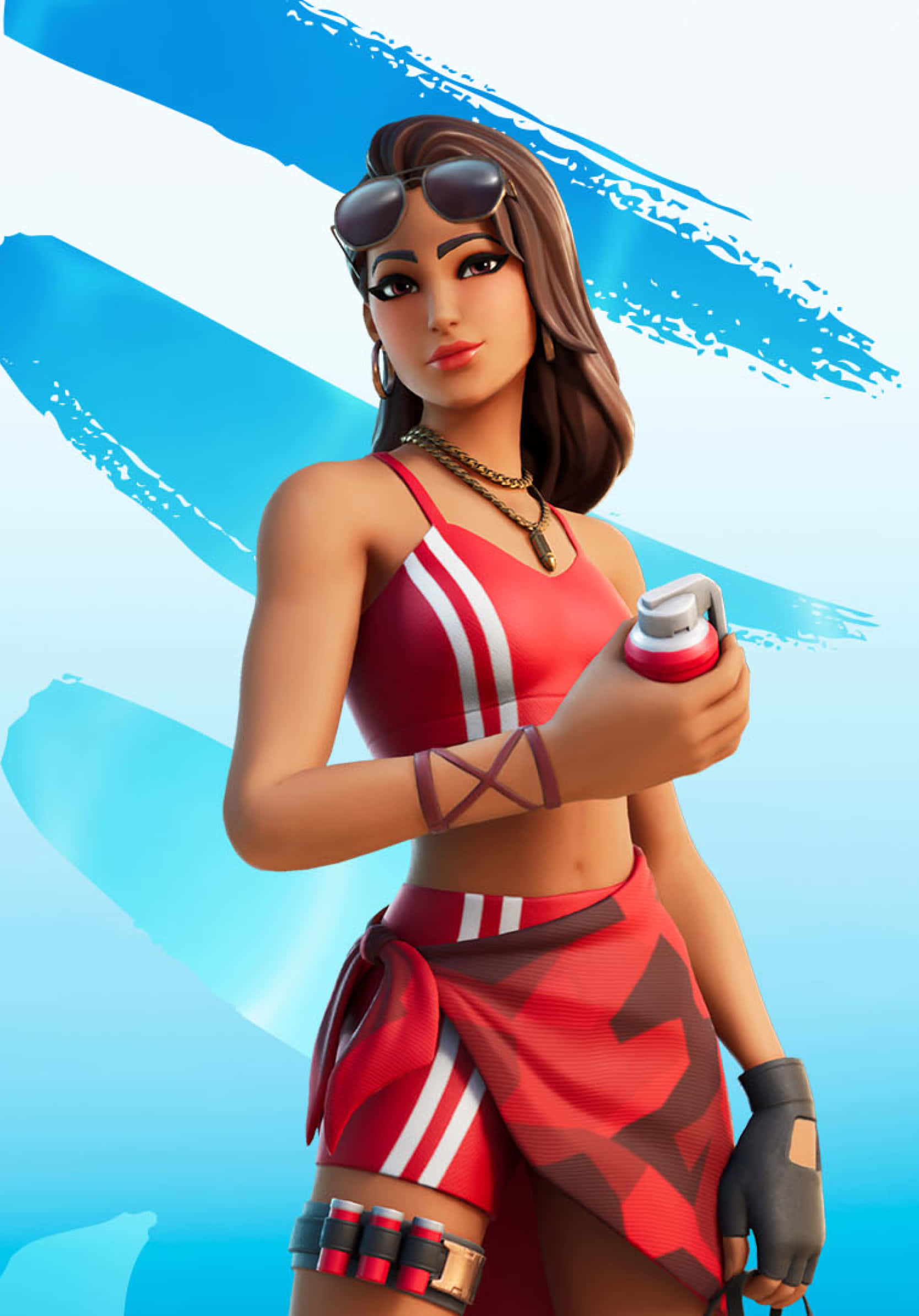 Ruby Fortnite Skin, Fortnite, red athletic wear, Full HD Phone Wallpaper