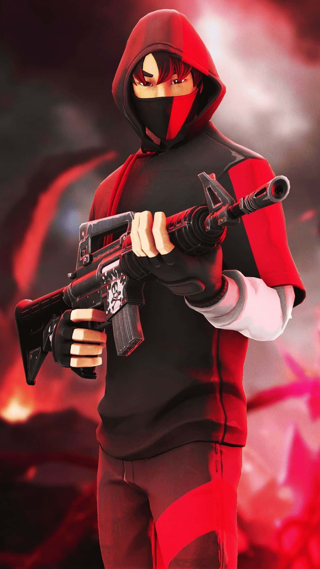 Ruby Fortnite Skin, anime character, red and black hoodie, Full HD Phone Wallpaper