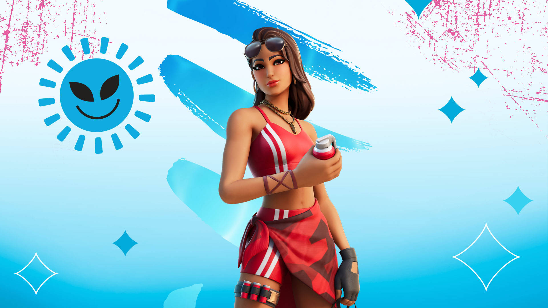Ruby Fortnite, Fortnite character, red athletic gear, Full HD Desktop Wallpaper