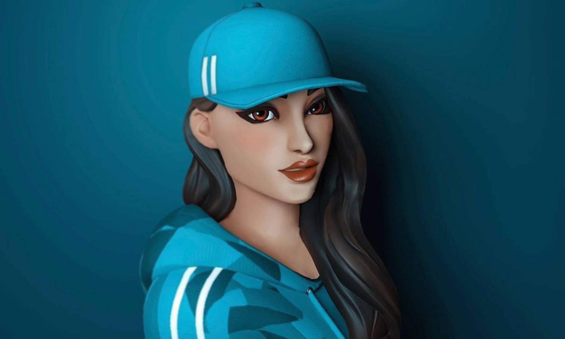 Ruby Fortnite, blue outfit, teal gradient background, Full HD Desktop Wallpaper