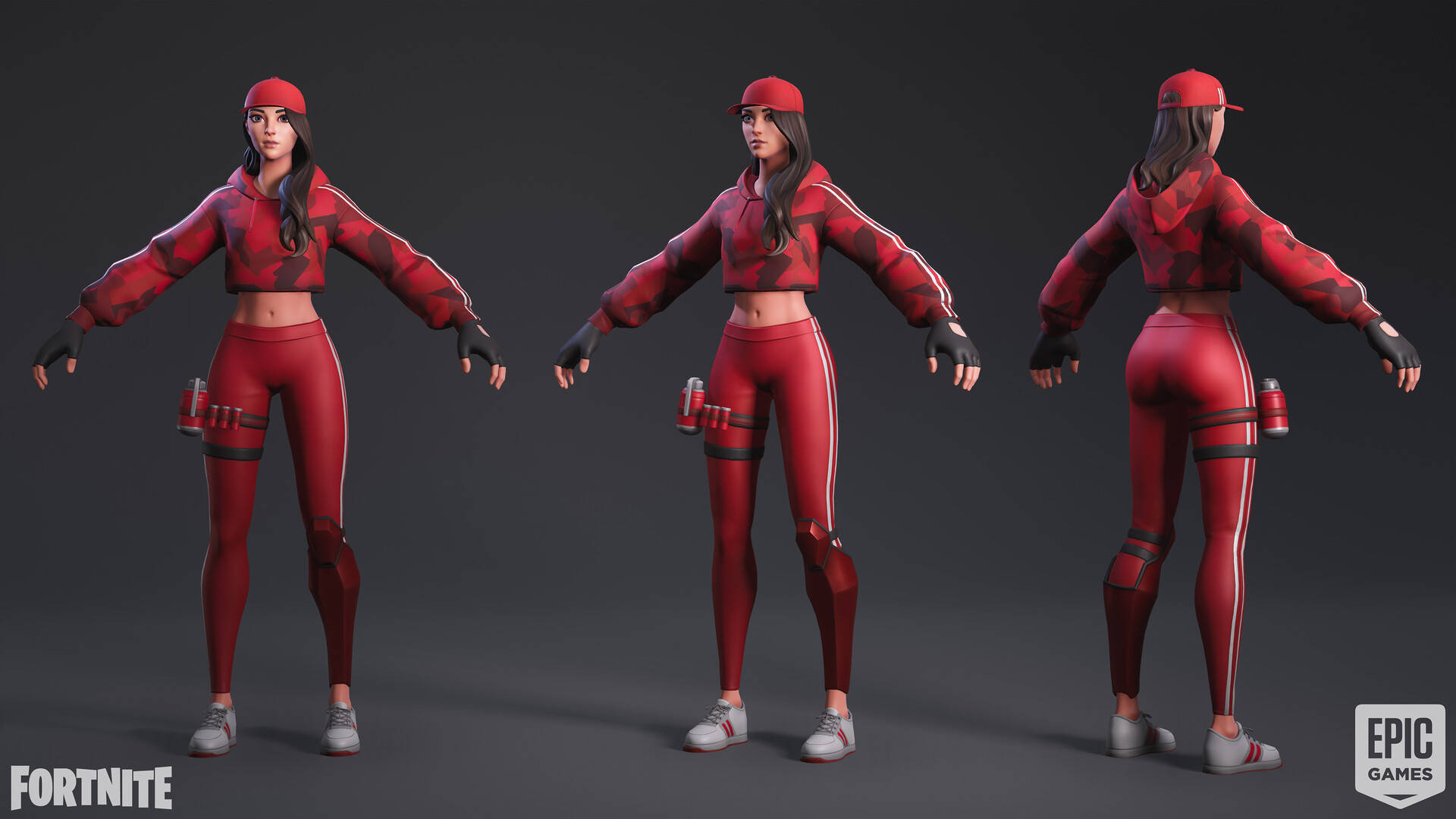 Ruby Fortnite, Fortnite character, red athletic gear, Full HD Desktop Wallpaper