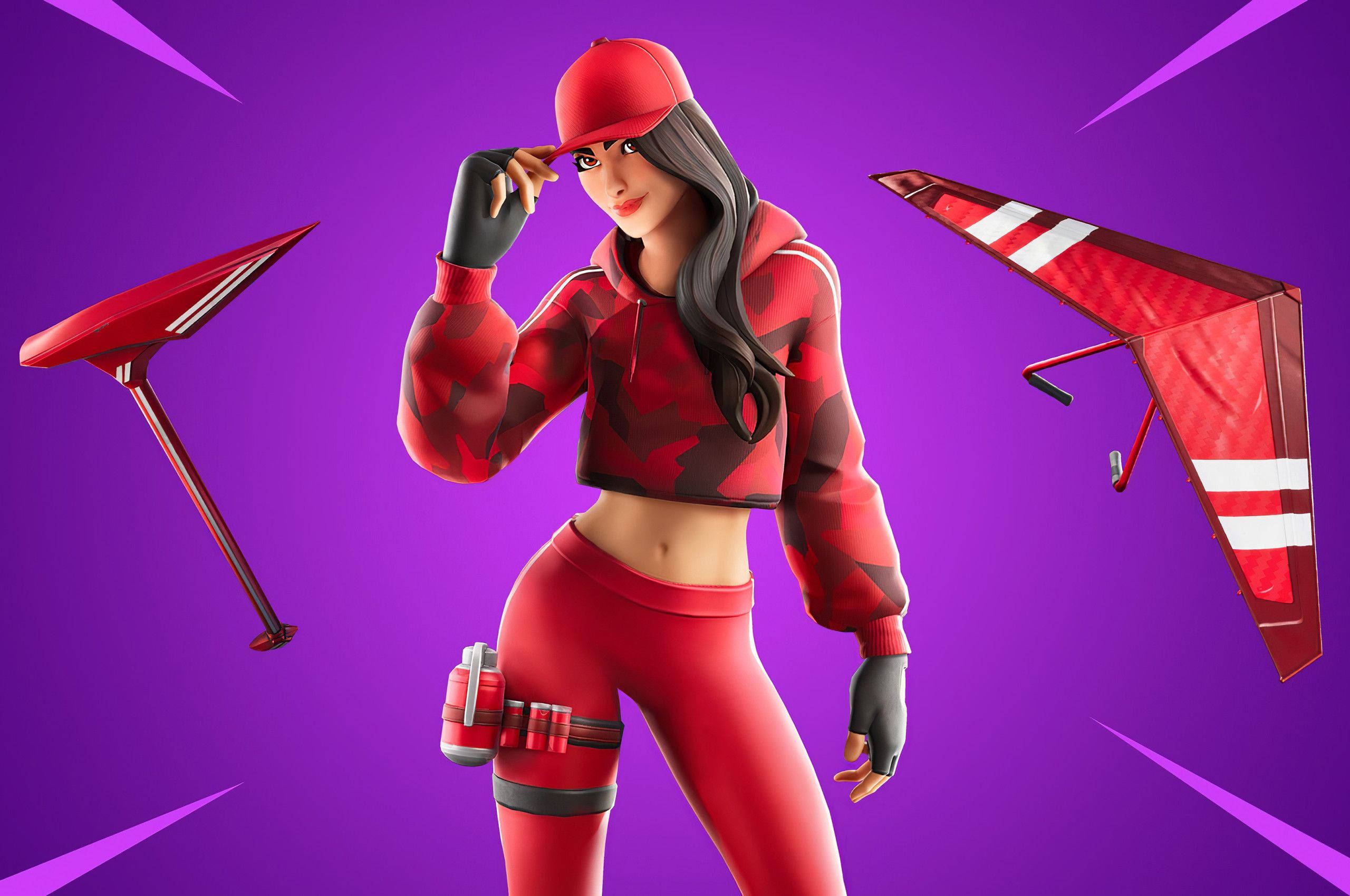 Ruby Fortnite, Fortnite character, red camo outfit, 2K Desktop Wallpaper