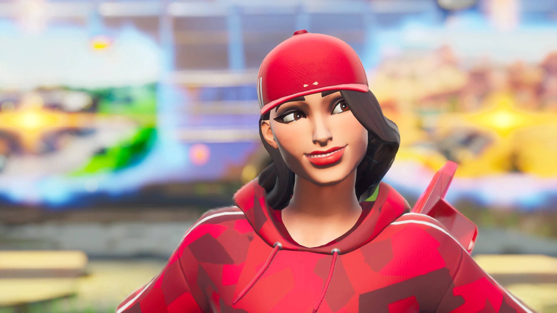 Ruby Fortnite, red cap, hoodie, Full HD Desktop Wallpaper