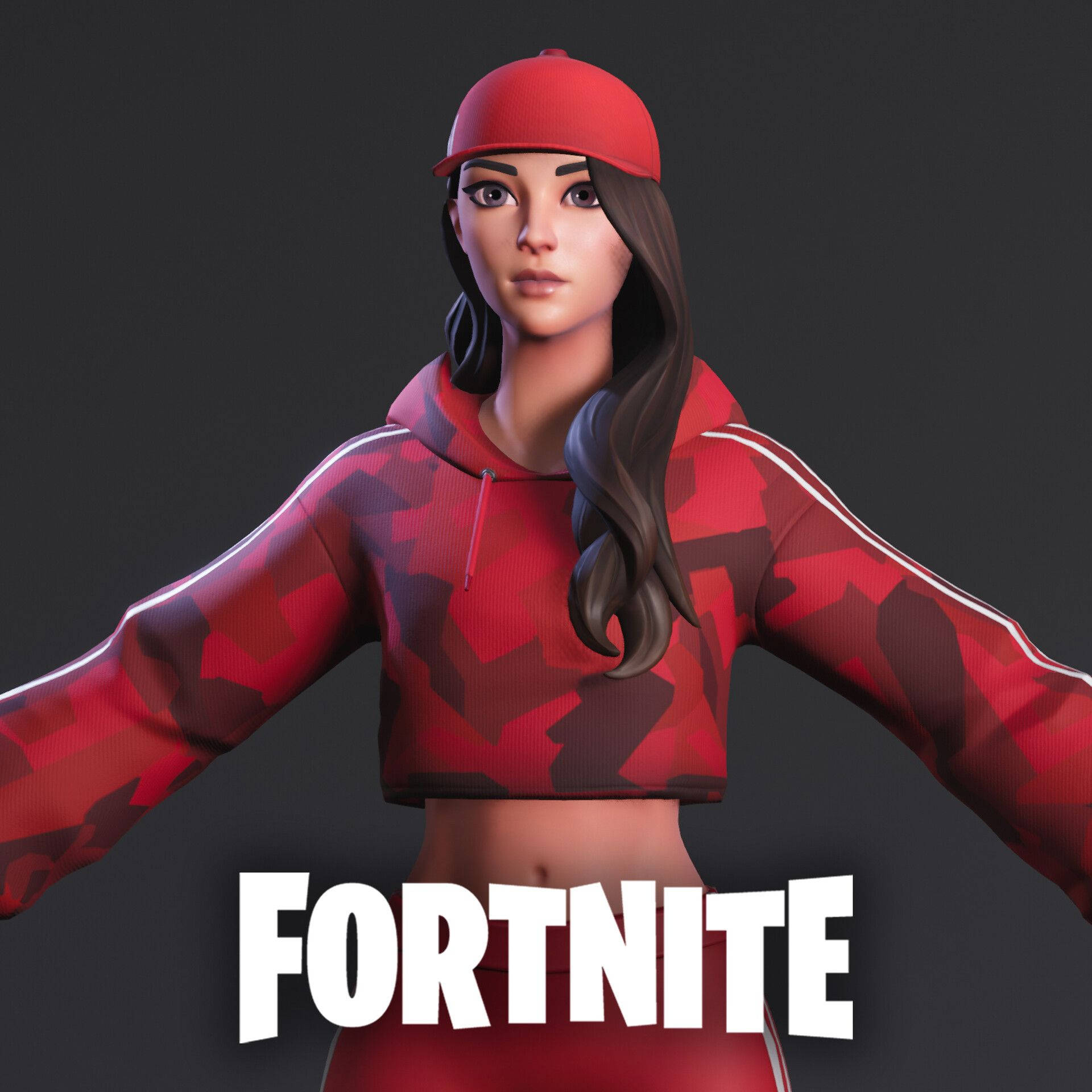 Ruby Fortnite, Fortnite character, red camouflage hoodie, Full HD Desktop Wallpaper