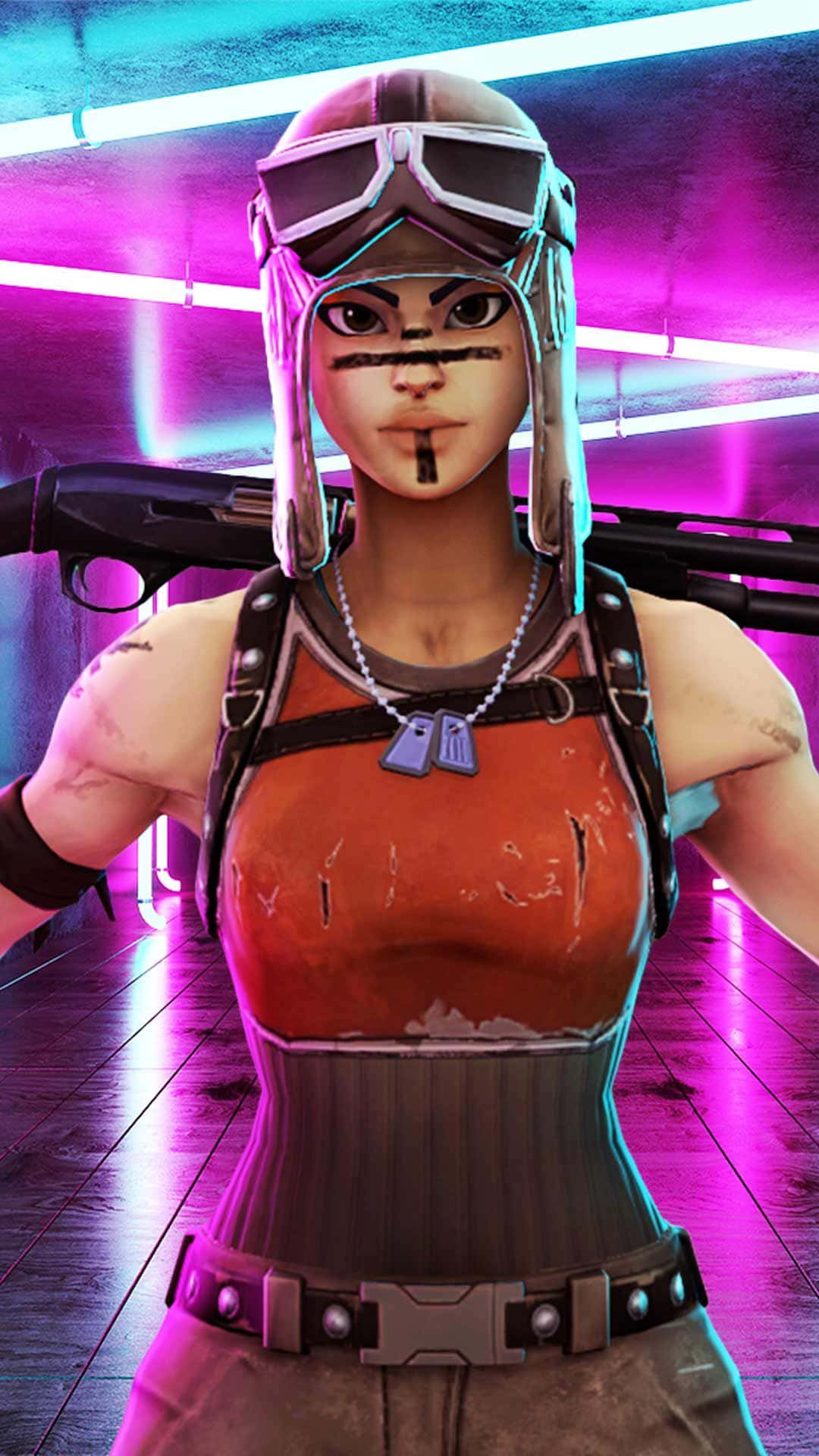 Ruby Fortnite skin, fierce female warrior, futuristic gear, Full HD Phone Wallpaper