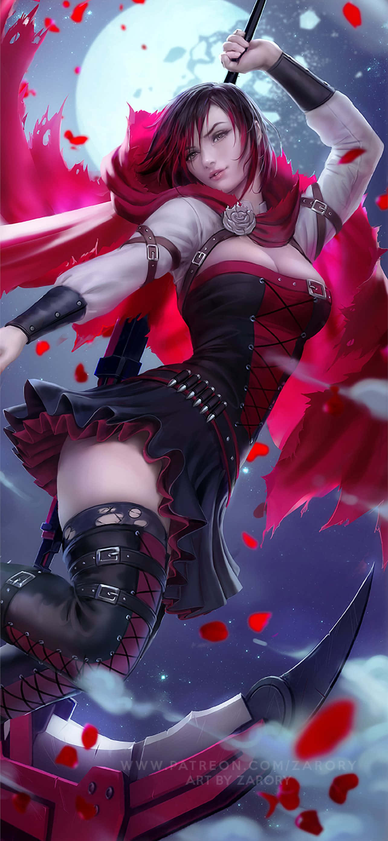 Ruby Fortnite Skin, anime warrior, red hair, 2K Phone Wallpaper