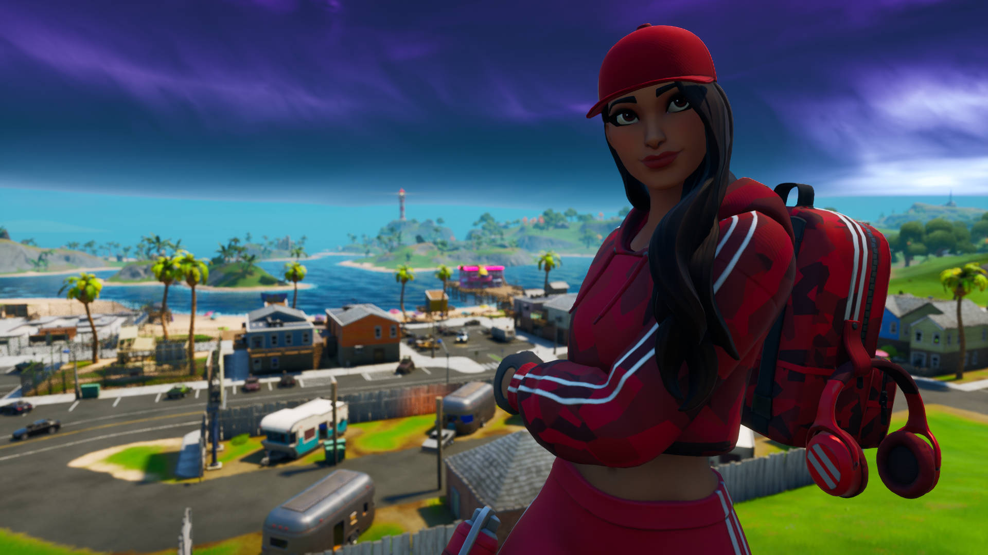 Ruby Fortnite, Fortnite character, red outfit, Full HD Desktop Wallpaper