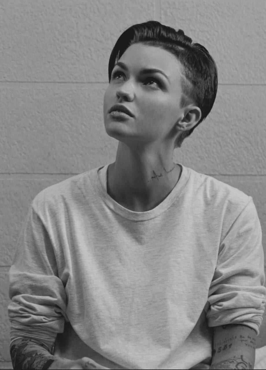 Ruby Rose, black and white, tattooed person, HD Phone Wallpaper