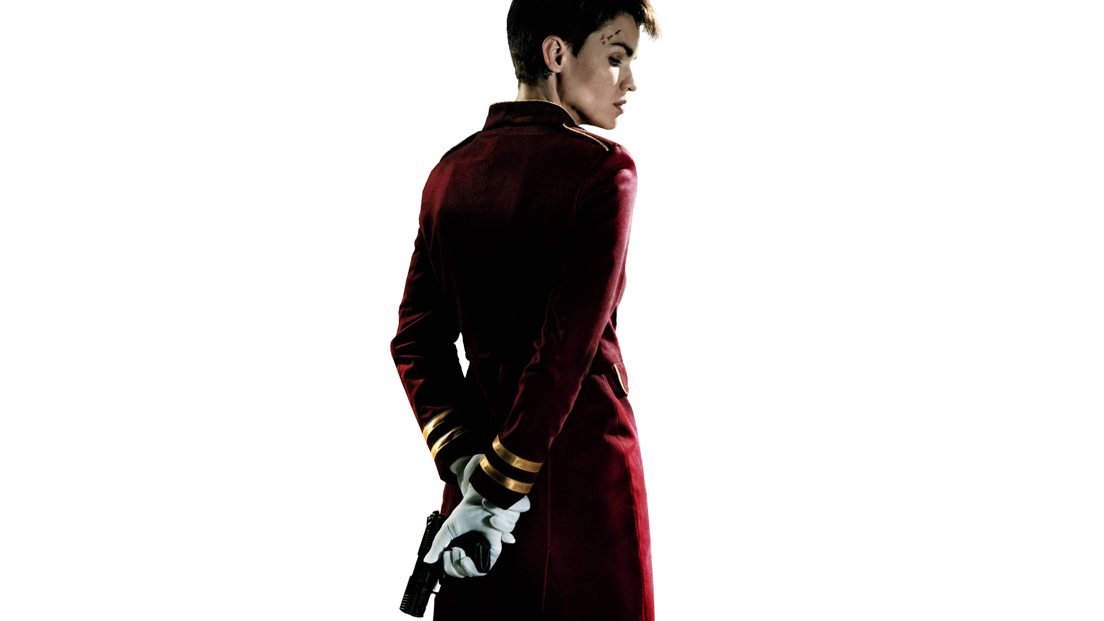 Ruby Rose, red velvet uniform, white gloves, 4K Desktop Wallpaper