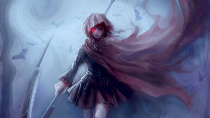 Ruby Rose, 3D Anime, glowing red eyes, SD Desktop Wallpaper