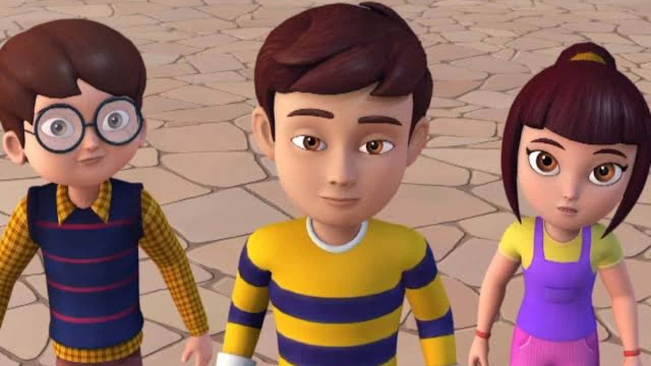 Rudra Cartoon, animated children, colorful striped outfits, HD Desktop Wallpaper