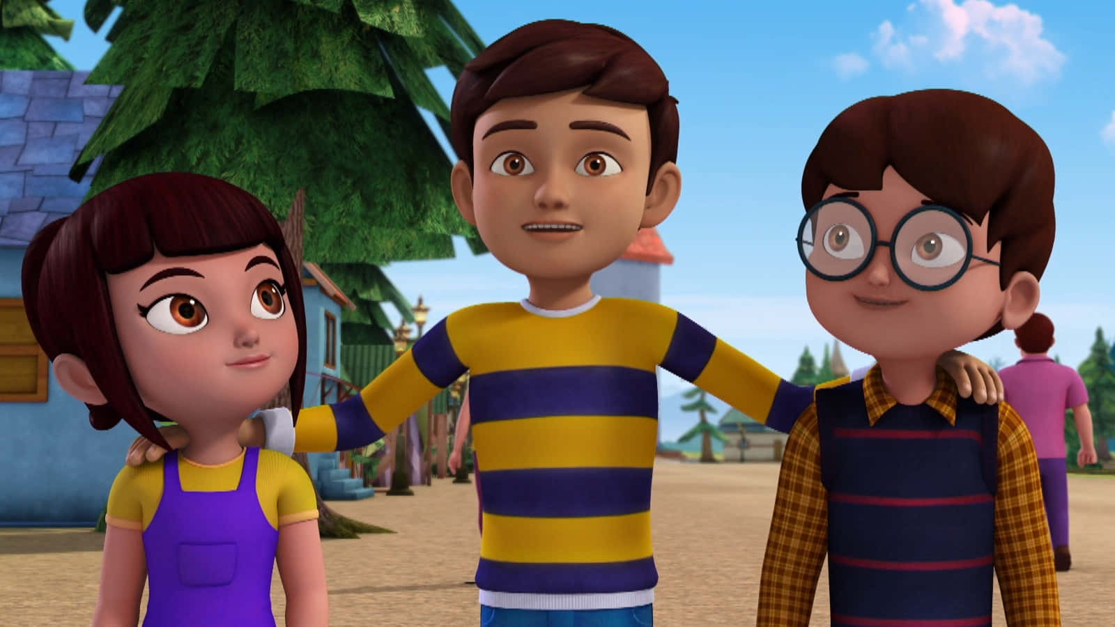 Rudra Cartoon, children, sunny village street, HD Desktop Wallpaper