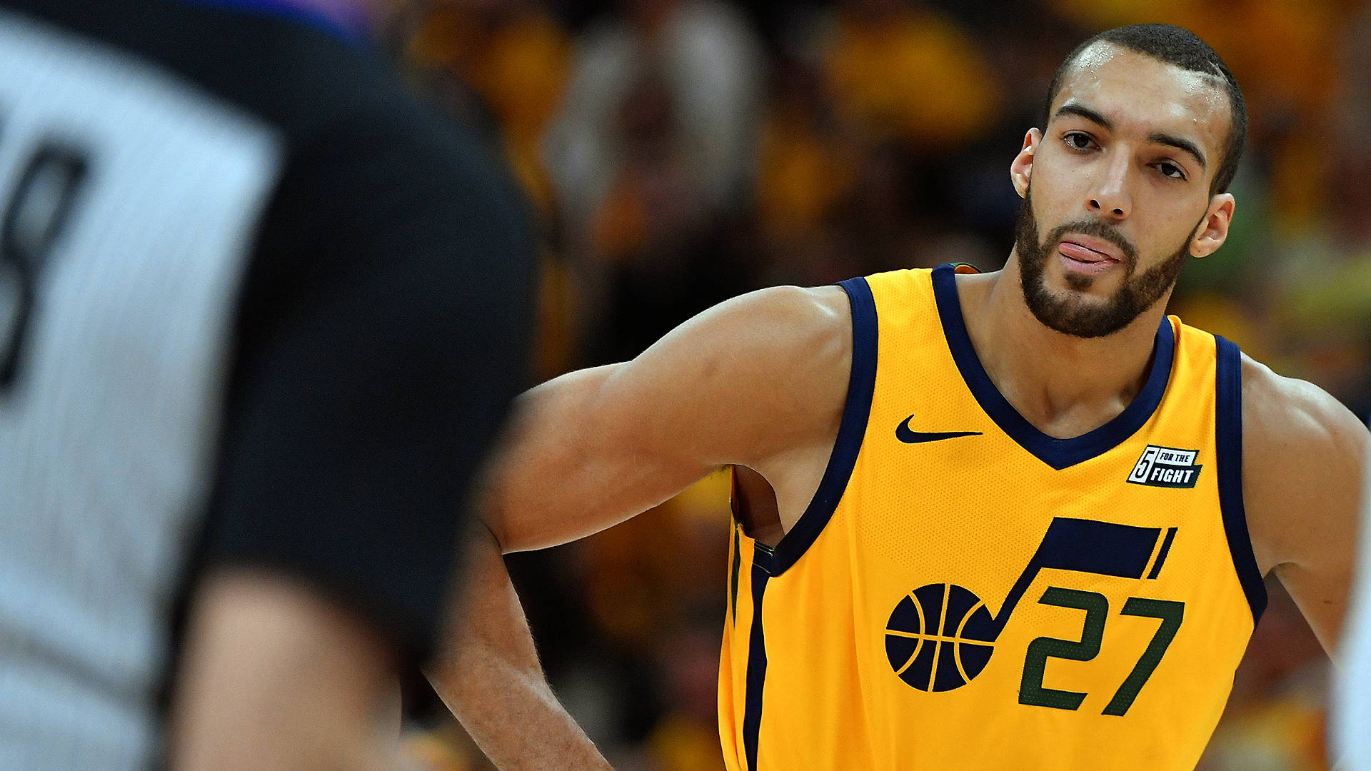 Rudy Gobert, yellow jersey, number 27, Full HD Desktop Wallpaper