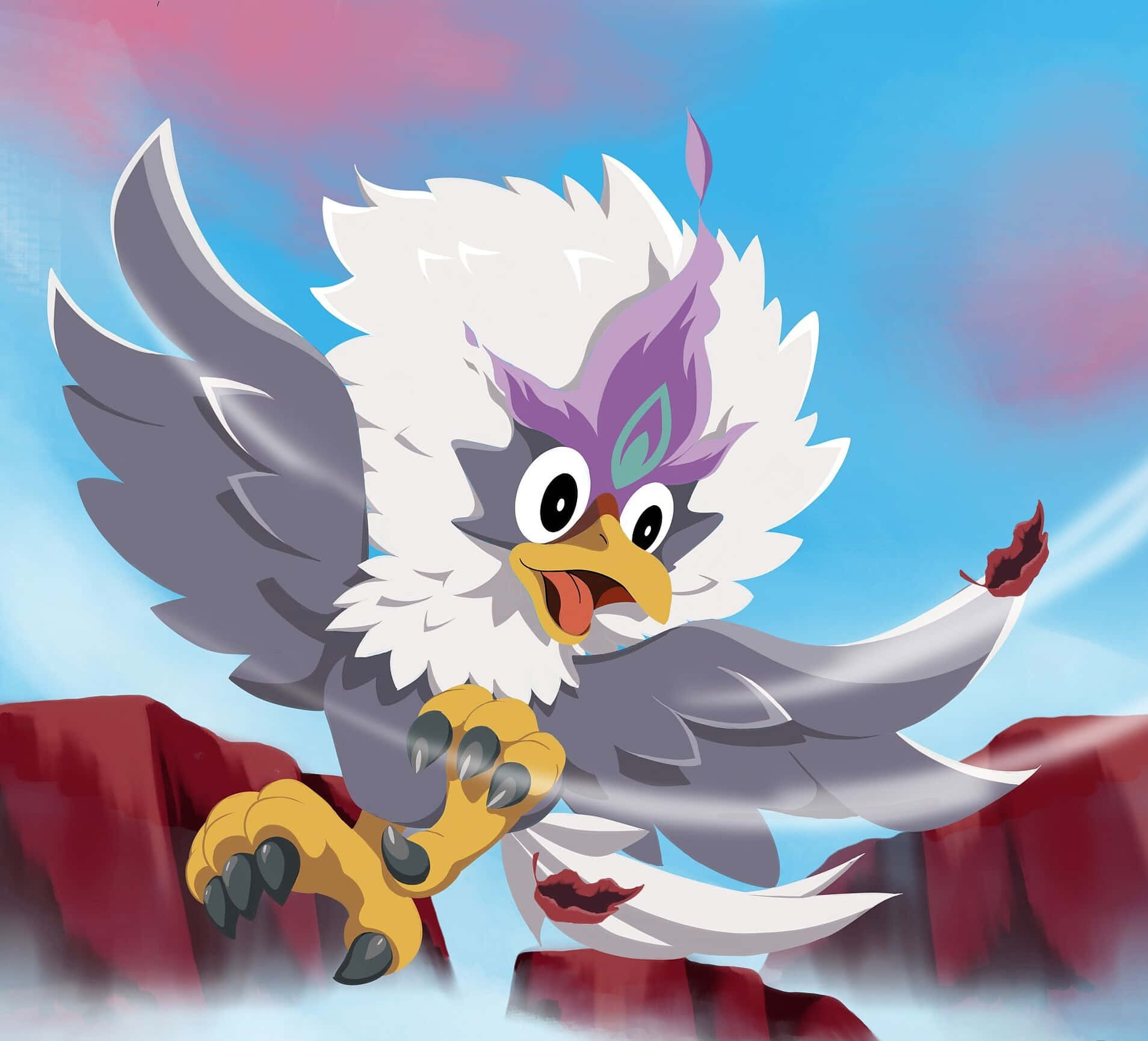 Rufflet, red rock mountains, blue sky, HD Desktop Wallpaper