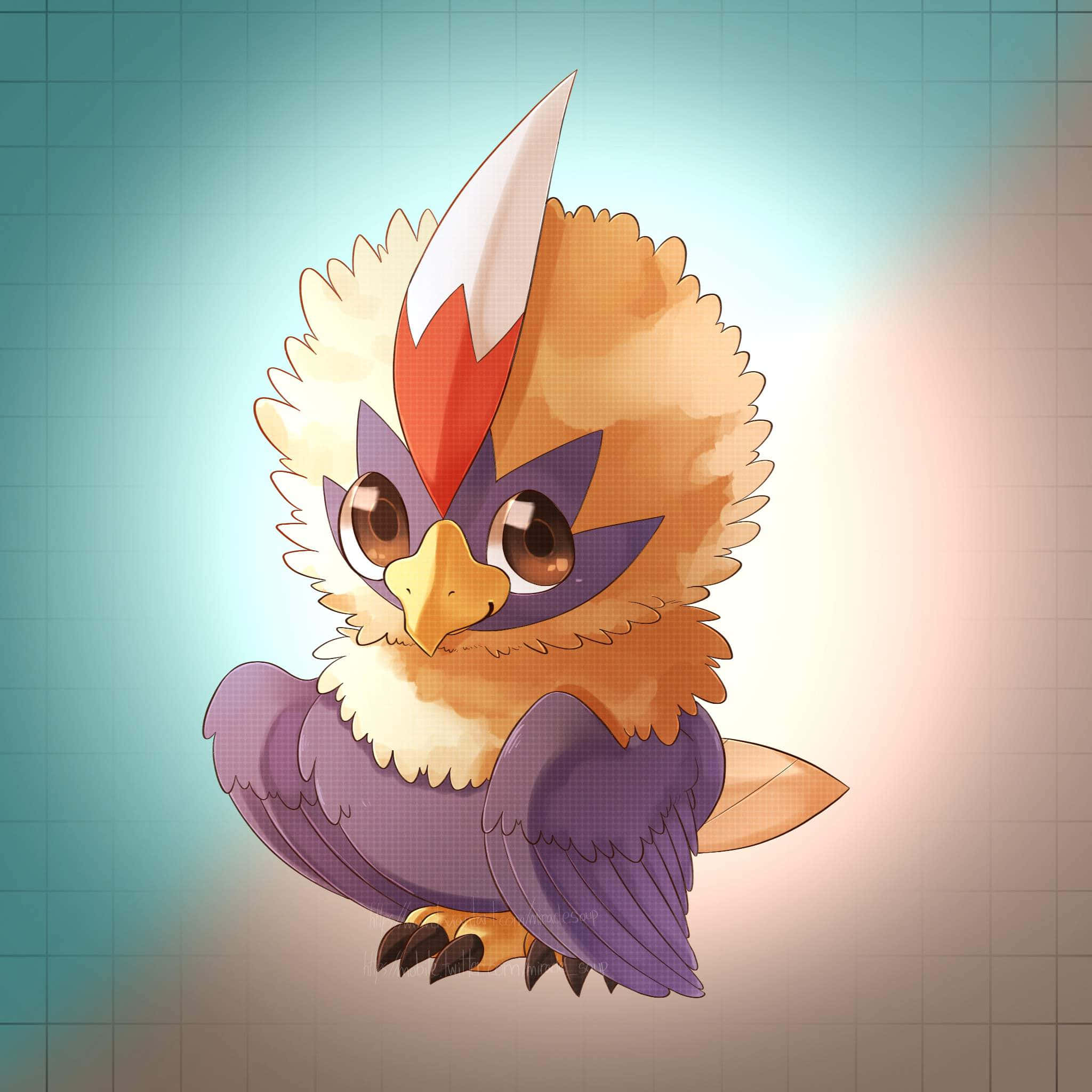 Rufflet, purple wings, red white crest, Full HD Desktop Wallpaper