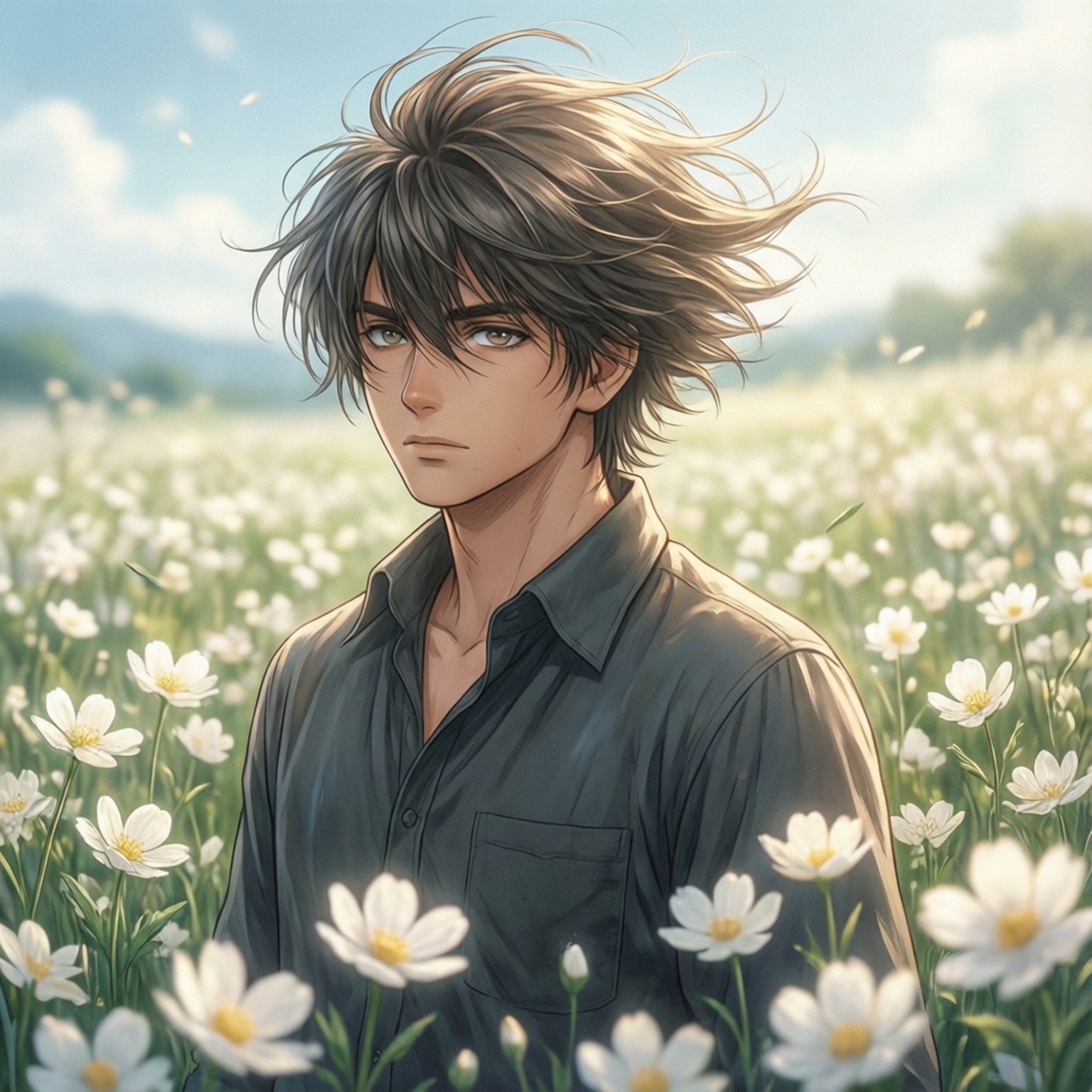 Rufus Barma, flower field, white, HD Desktop Wallpaper