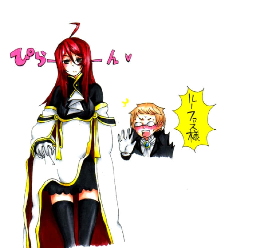 Rufus Barma, red-haired anime girl, black and white outfit, SD Desktop Wallpaper