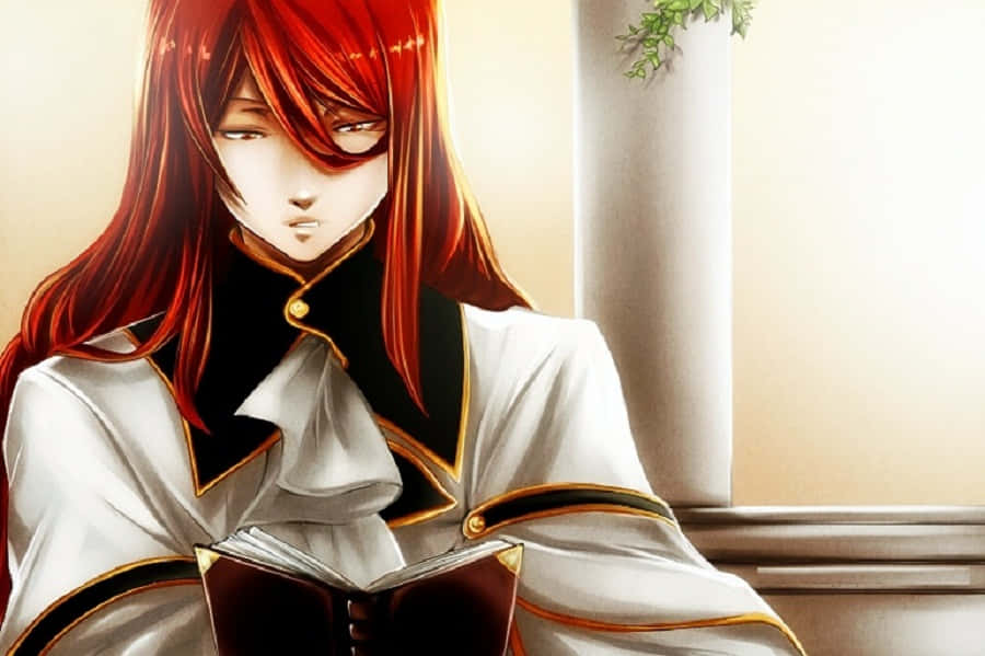 Rufus Barma, red-haired anime character, white uniform, SD Desktop Wallpaper