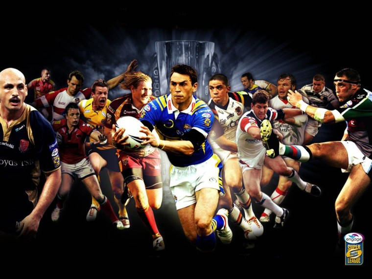rugby league players, mid-action, intense expressions, SD Desktop Wallpaper