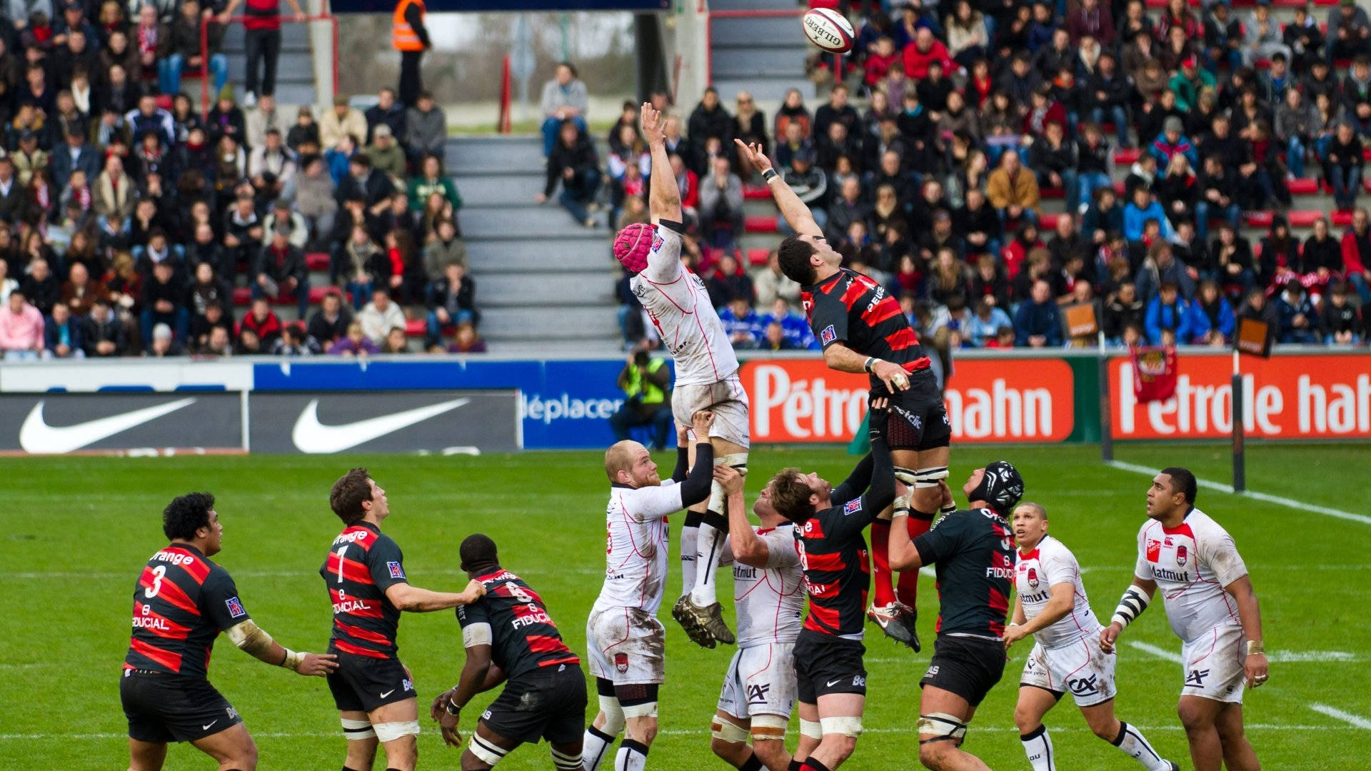 Rugby, lineout, stadium stands, Full HD Desktop Wallpaper