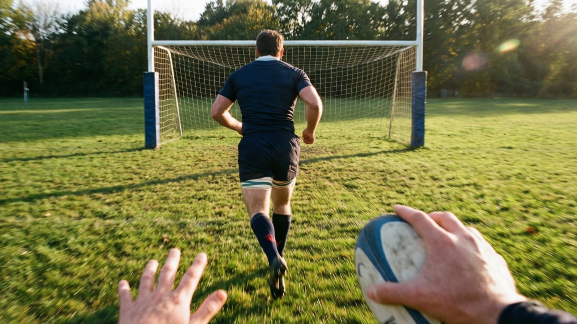 rugby player, first-person perspective, ball, Full HD Desktop Wallpaper
