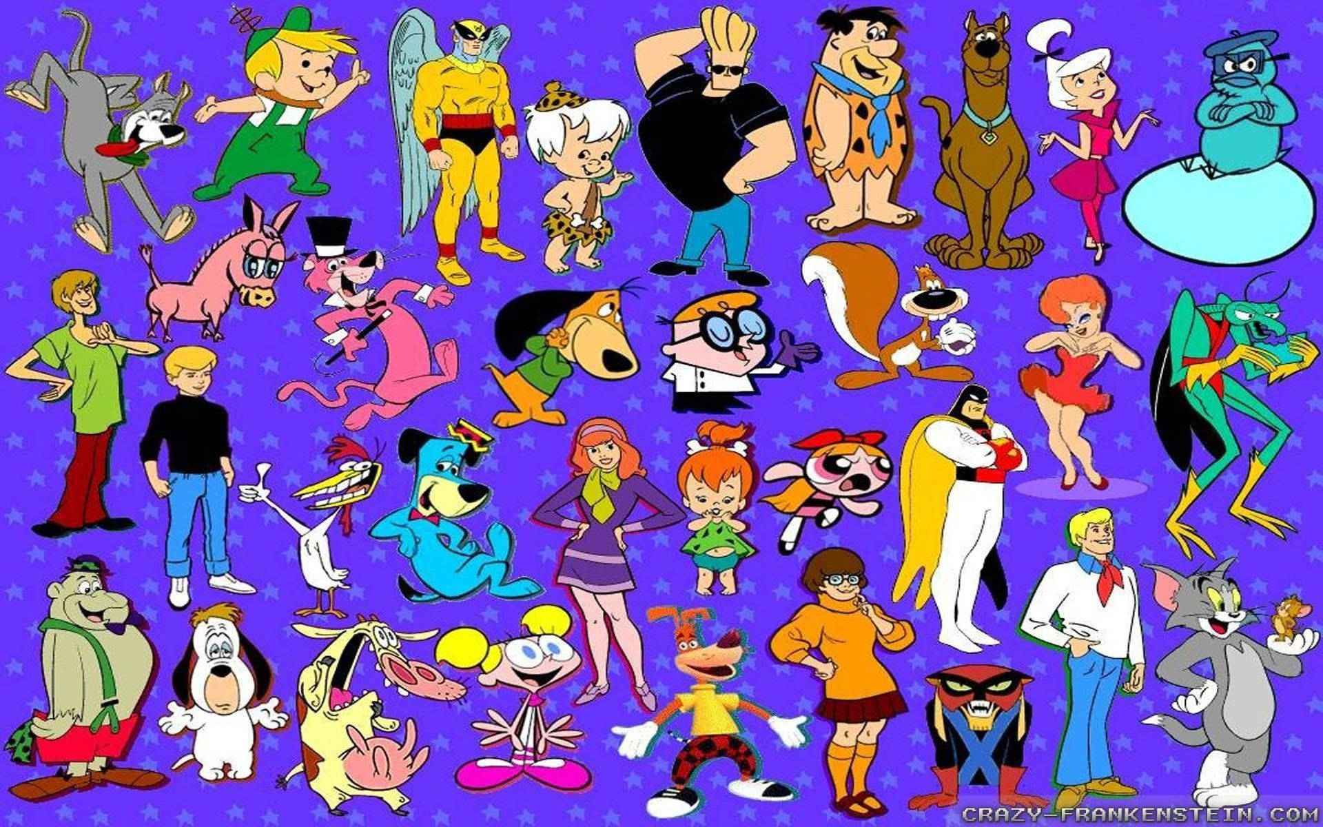 Rugrats, classic cartoon characters, starry purple background, Full HD Desktop Wallpaper