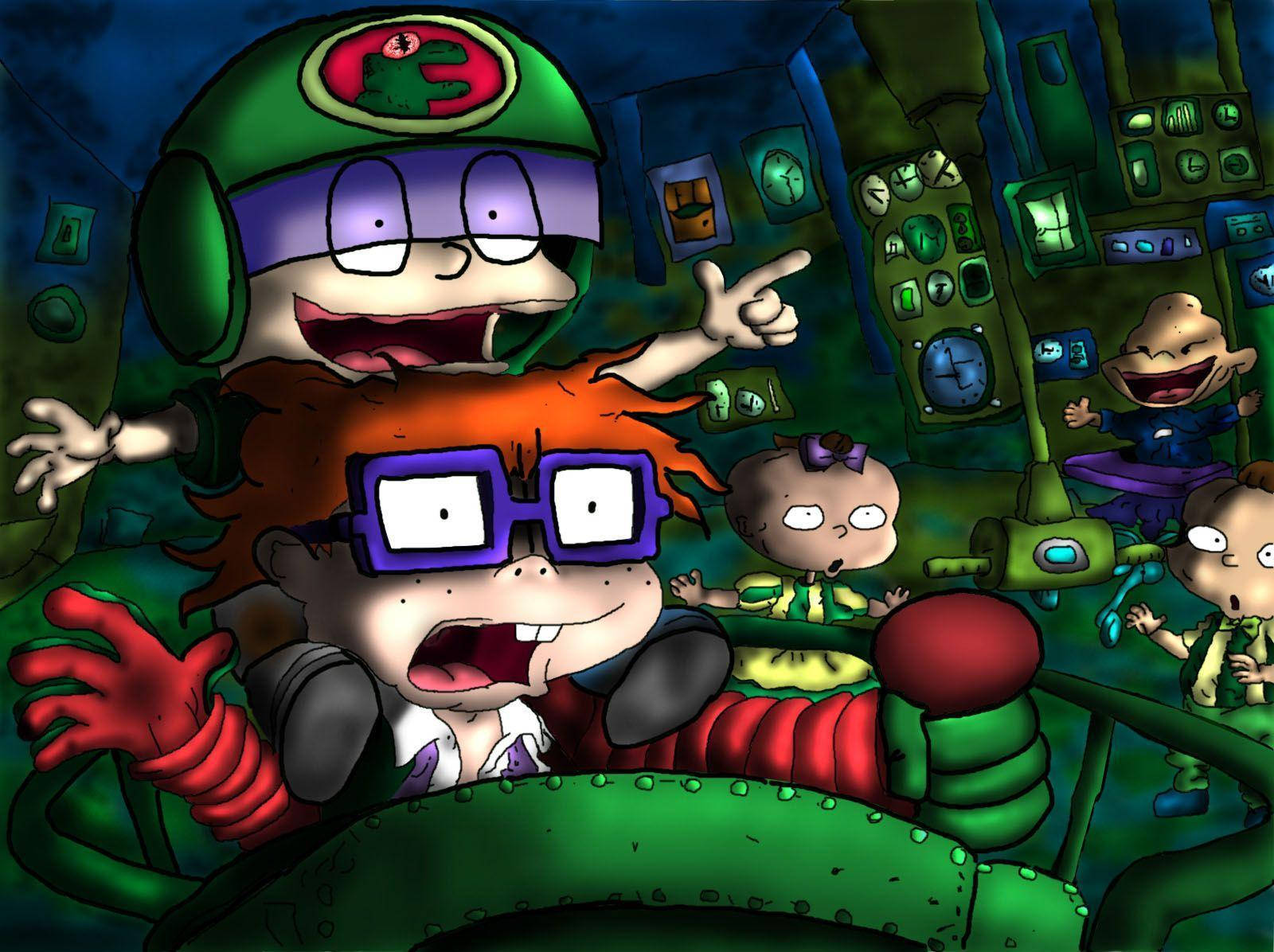 Rugrats, green spaceship cockpit, glowing controls, HD Desktop Wallpaper