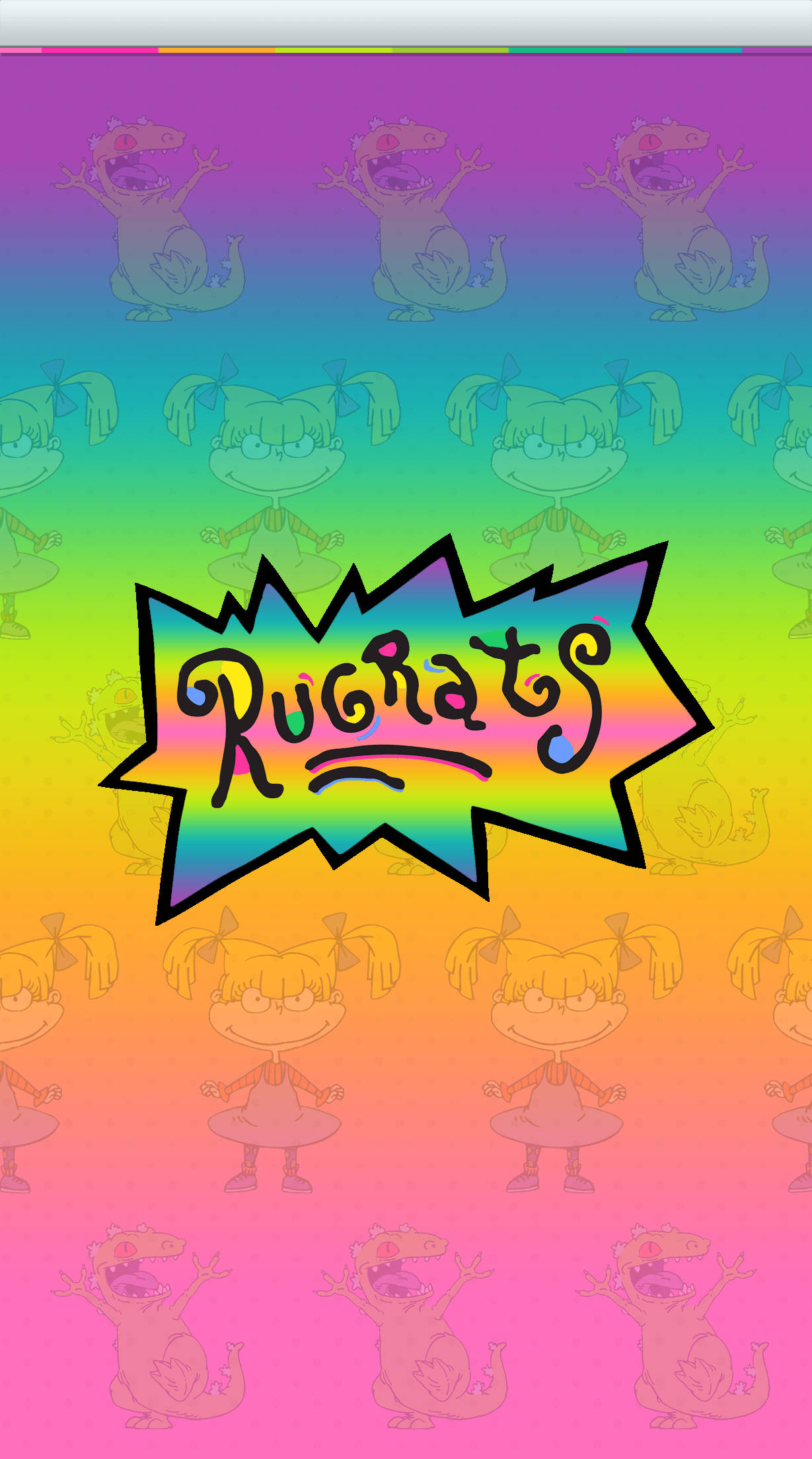 Rugrats, rainbow gradient, repeating pattern, Full HD Phone Wallpaper