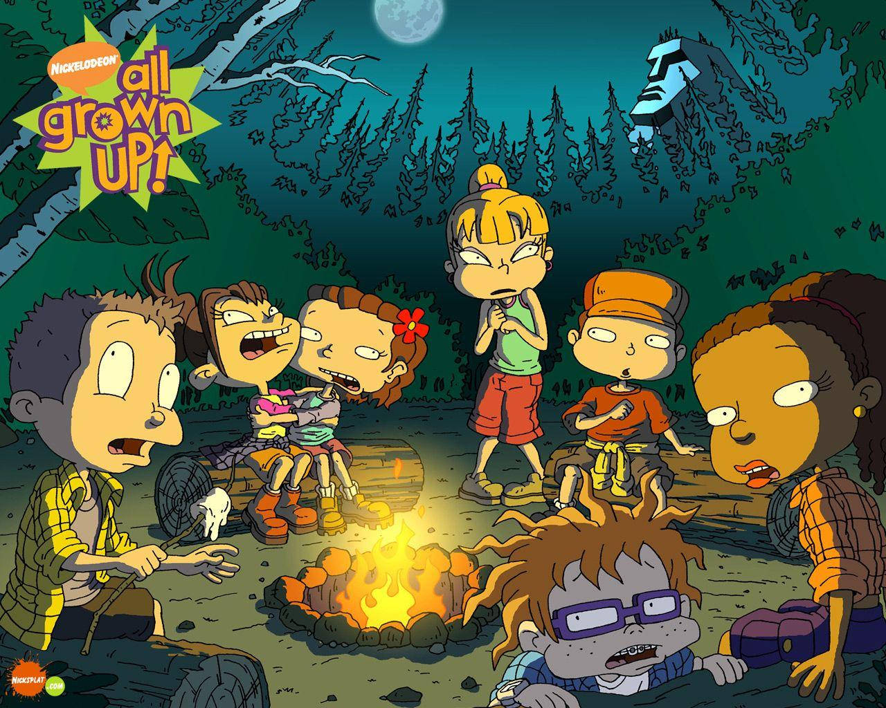 Rugrats, campfire, dark forest, HD Desktop Wallpaper