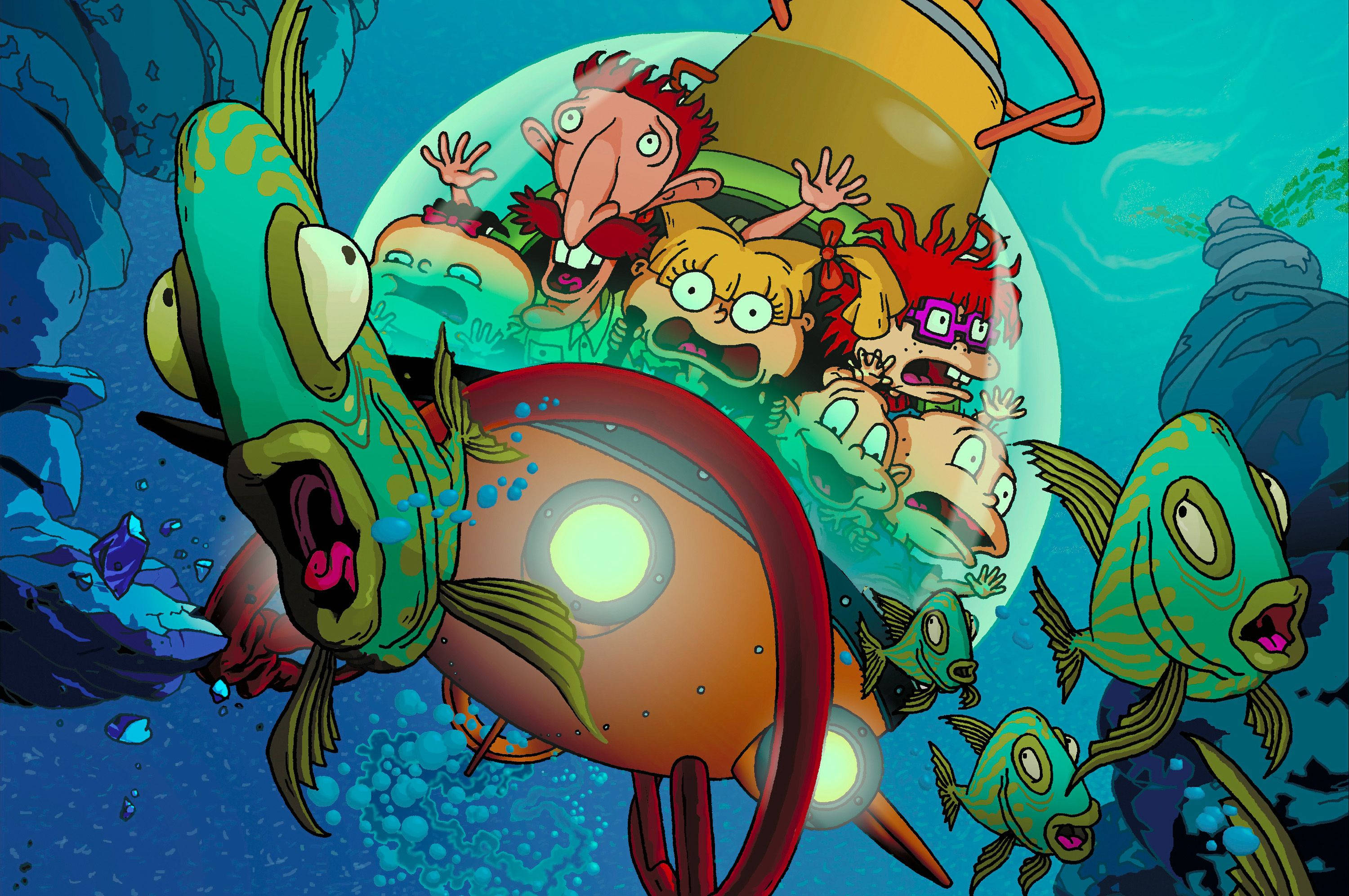 Rugrats, submarine, giant fish, 2K Desktop Wallpaper