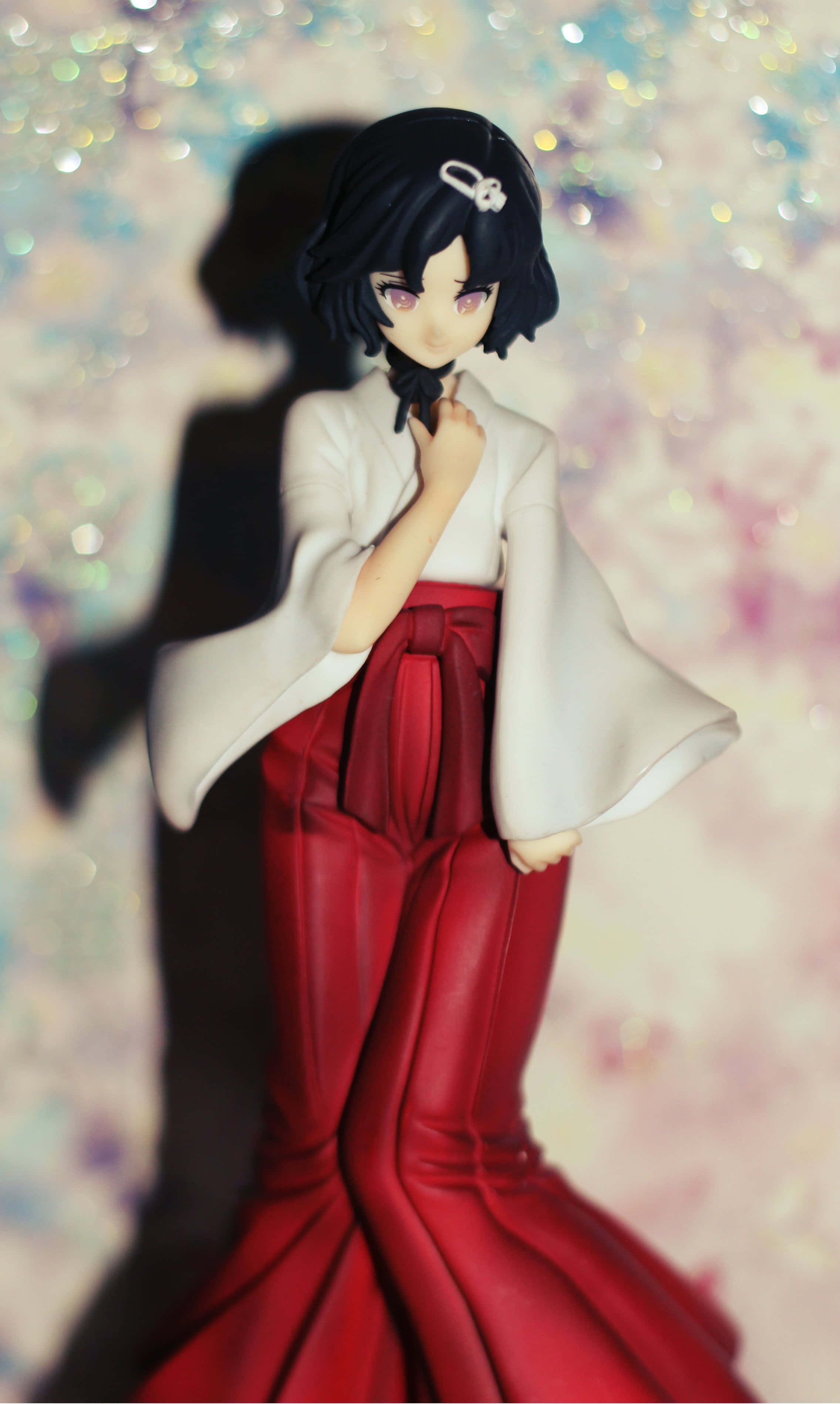 Ruka Urushibara, red and white traditional outfit, pensive pose, 2K Phone Wallpaper