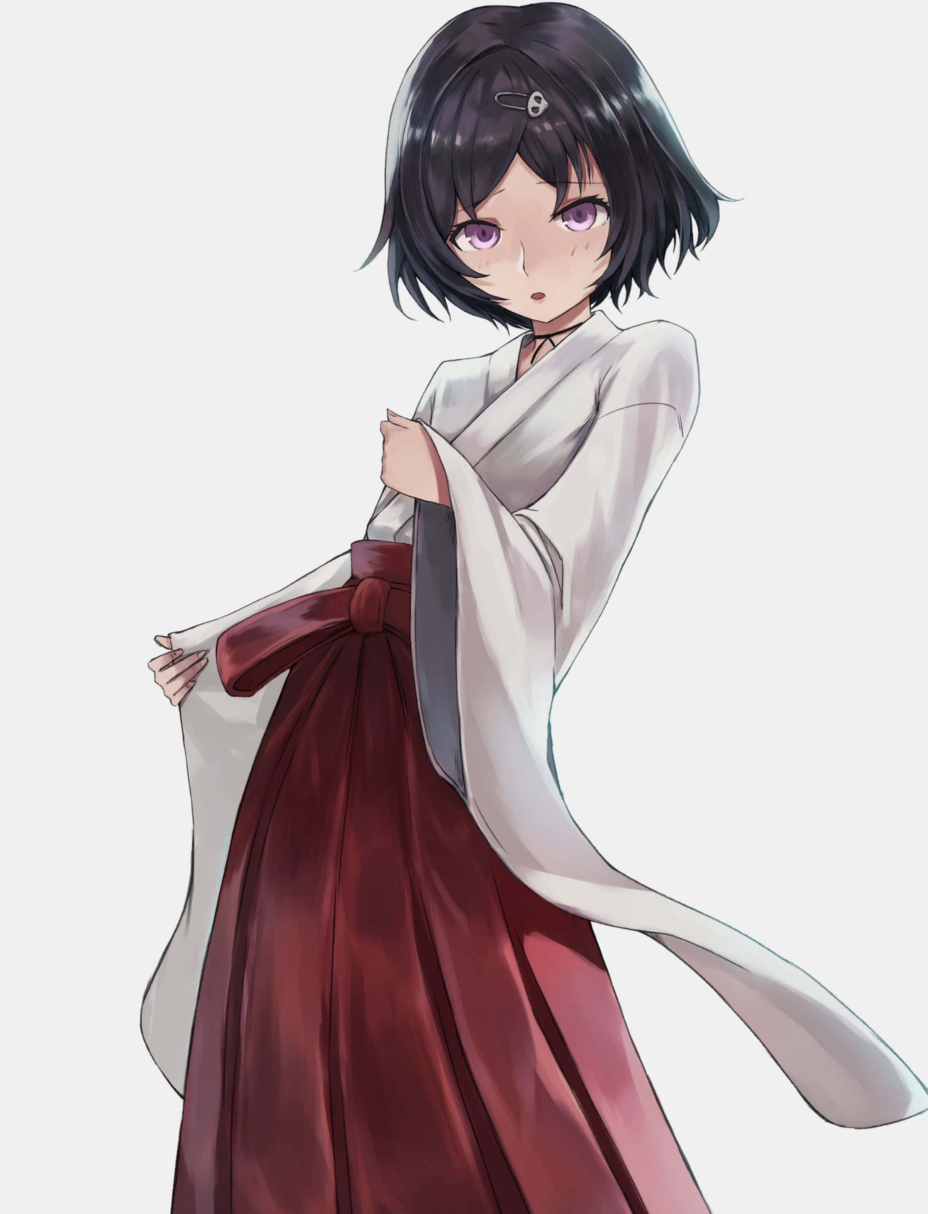 Ruka Urushibara, short black hair, purple eyes, Full HD Phone Wallpaper