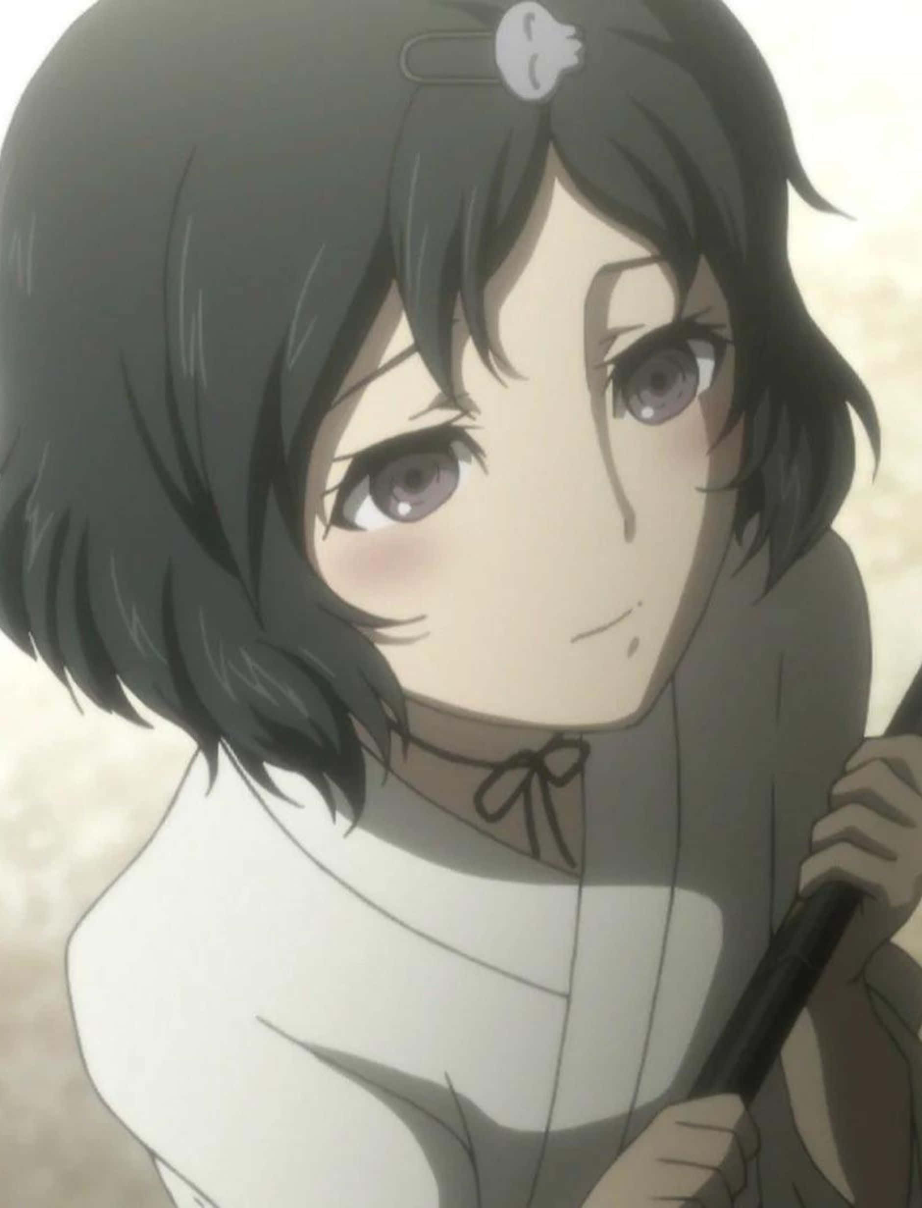 Ruka Urushibara, short dark hair, white hairpin, Full HD Phone Wallpaper