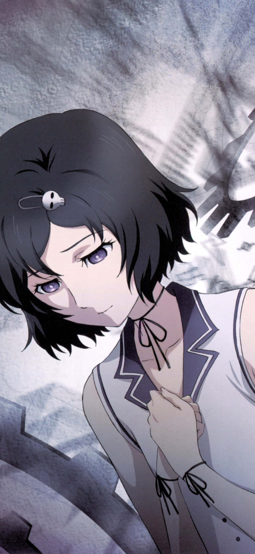 Ruka Urushibara, short black hair, purple eyes, Full HD Phone Wallpaper