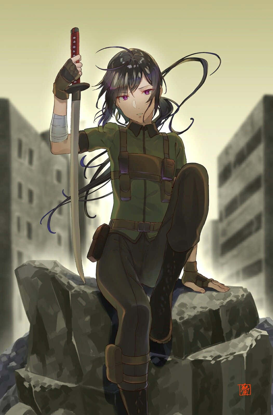 Ruka Urushibara, purple eyes, dark hair, HD Phone Wallpaper