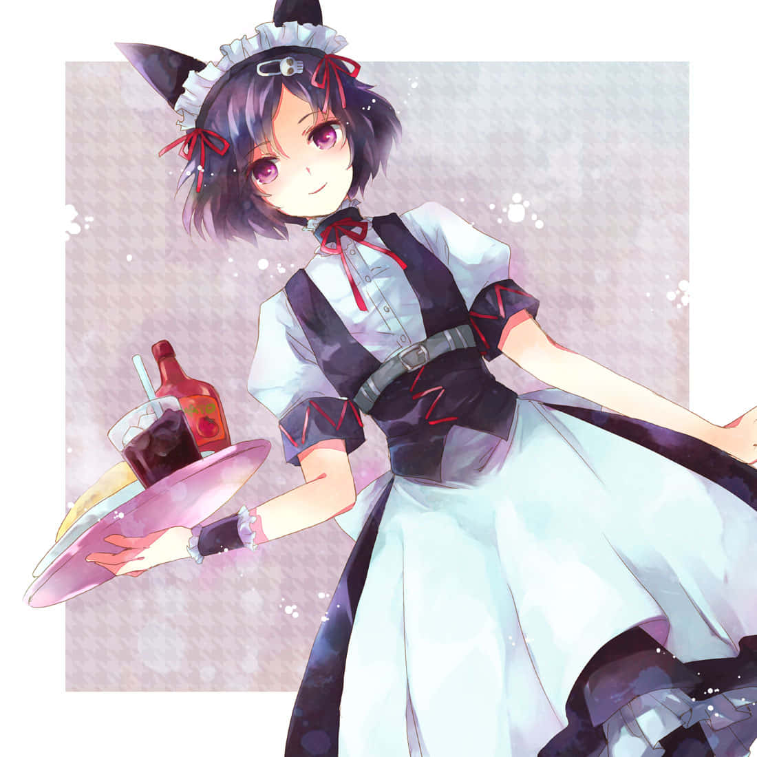 Ruka Urushibara, cat ears, purple eyes, SD Desktop Wallpaper