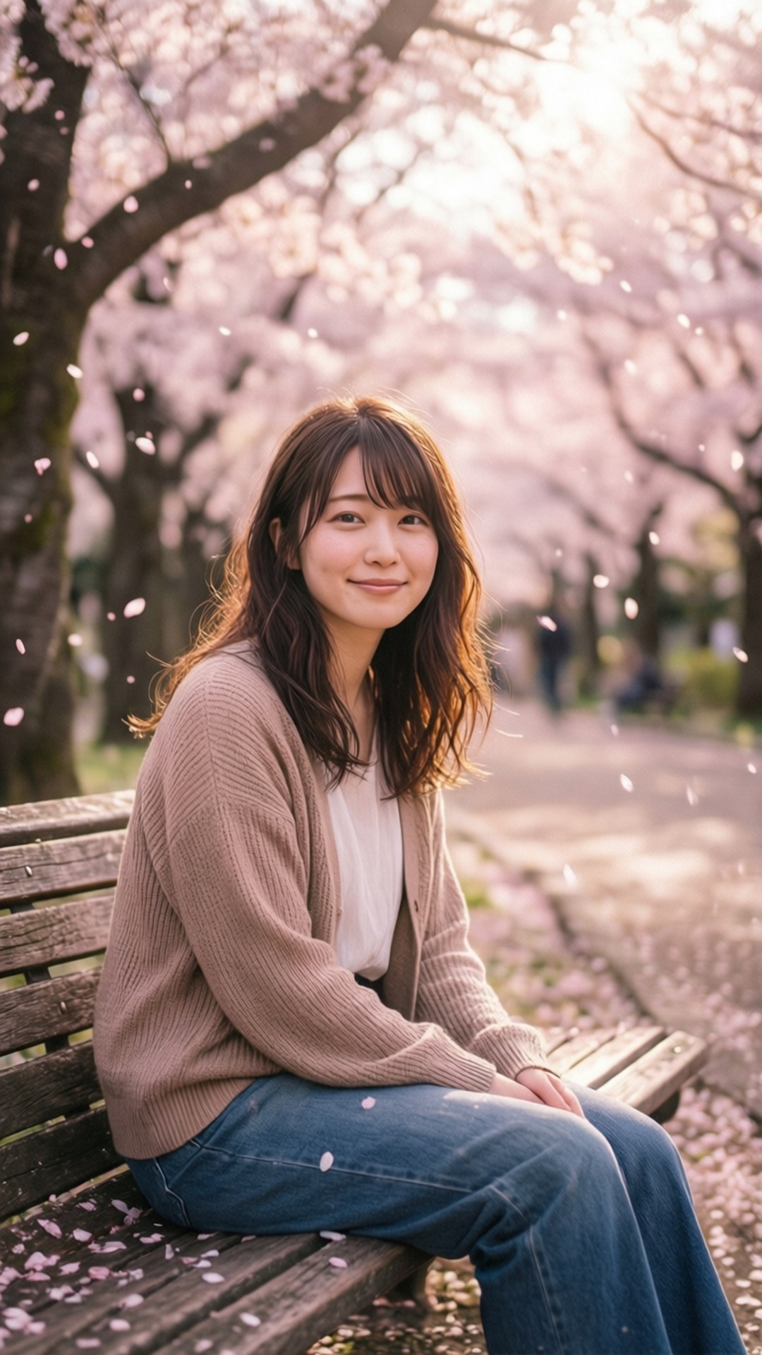 Ruka Urushibara, cherry blossoms, spring, Full HD Phone Wallpaper