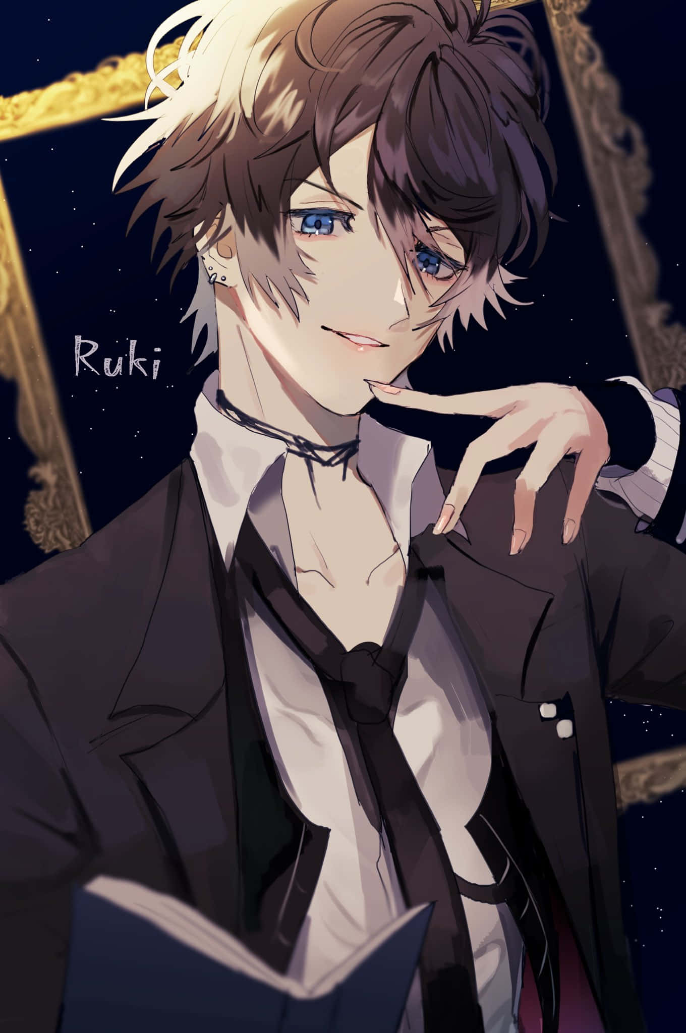 Ruki Mukami, anime character portrait, messy brown hair, Full HD Phone Wallpaper