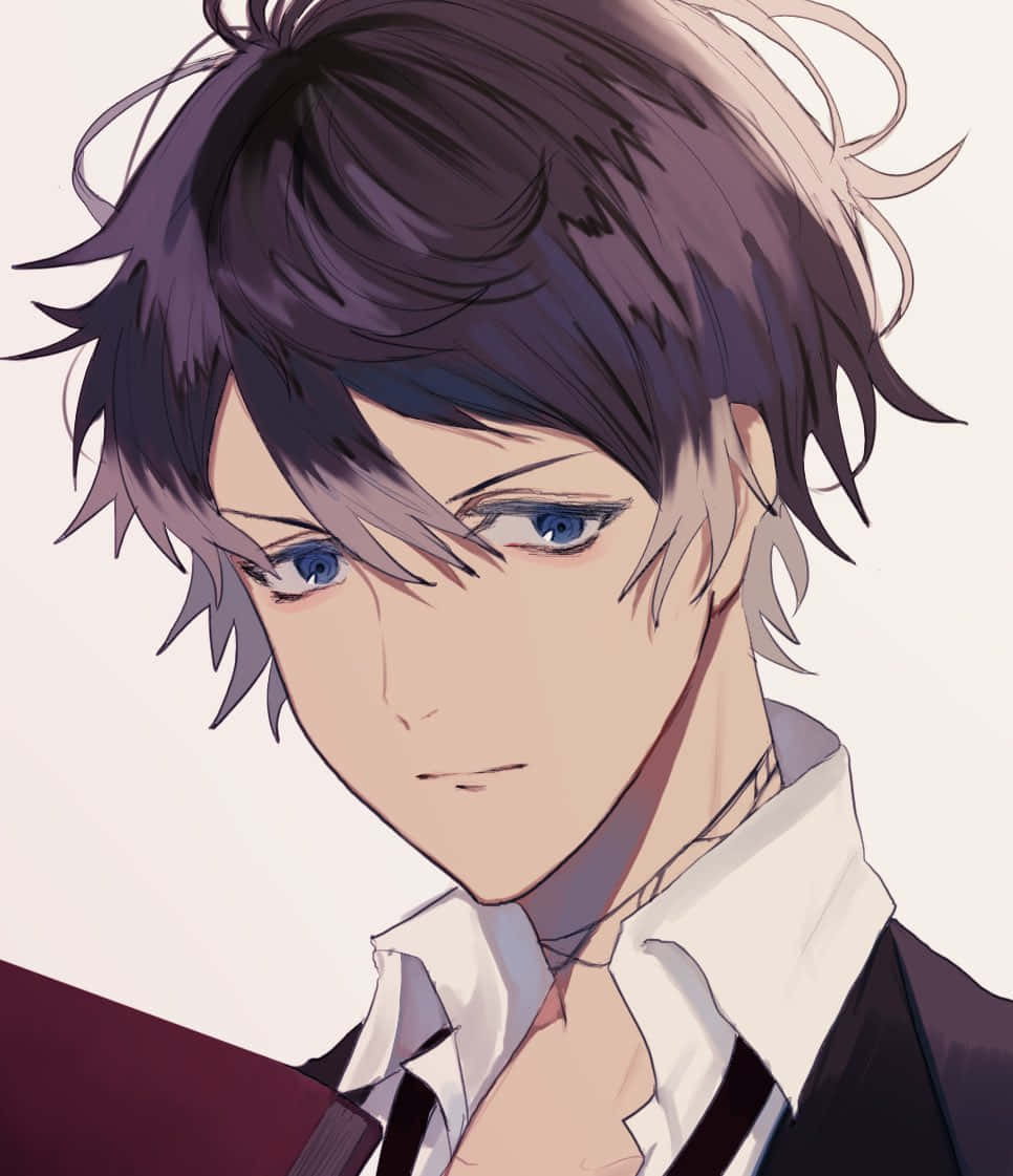 Ruki Mukami, anime-style portrait, messy dark hair, SD Phone Wallpaper