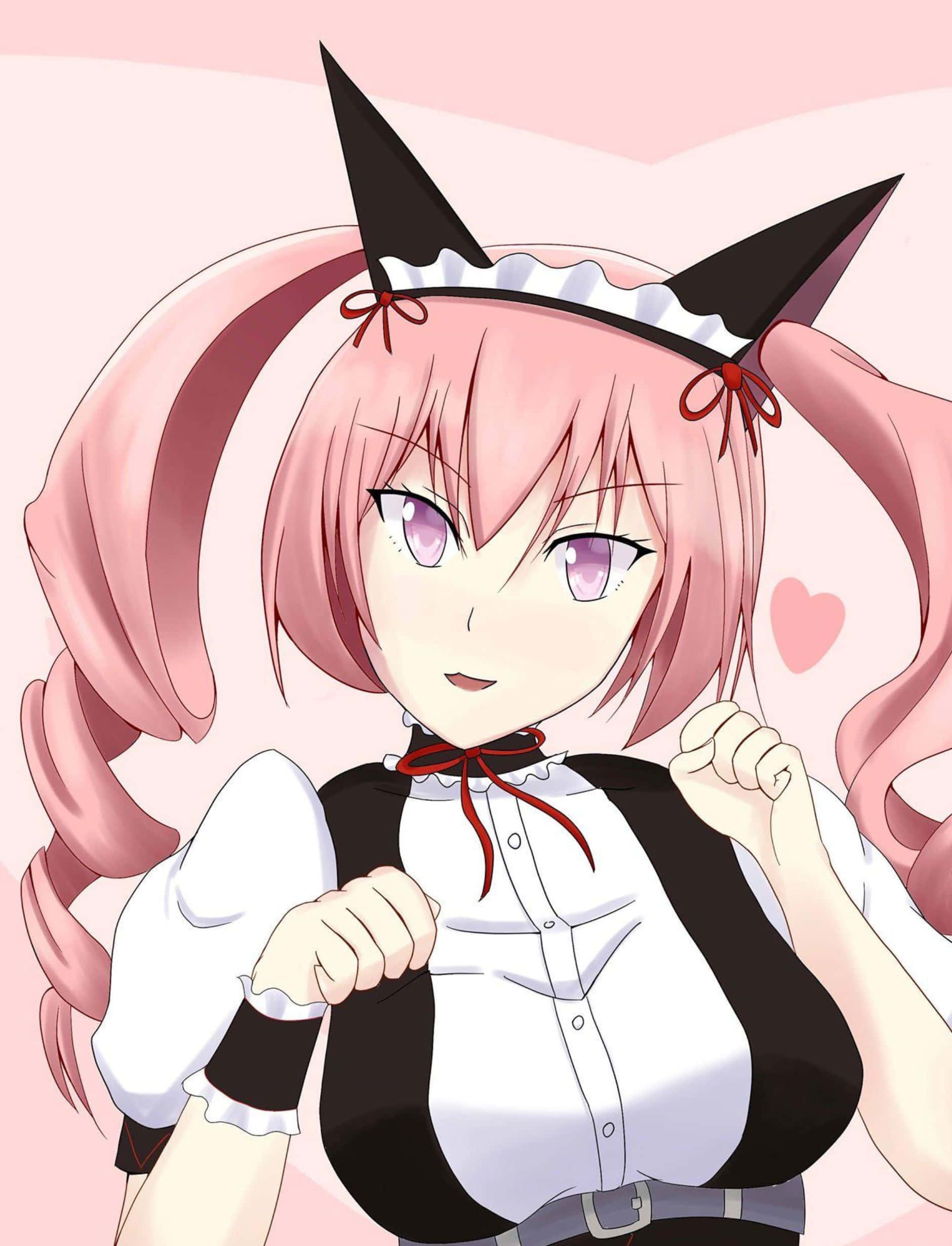 Rumiho Akiha, pink hair, cat ears, Full HD Phone Wallpaper